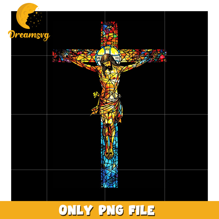 Stained Glass Jesus Crucifix PNG