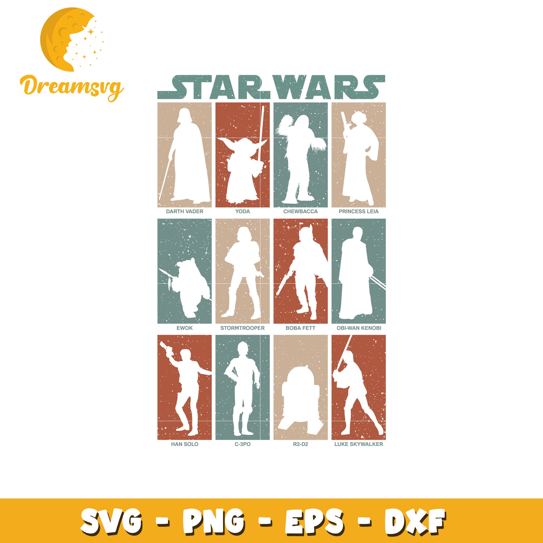 Star Wars Character SVG Bundle Retro Silhouette