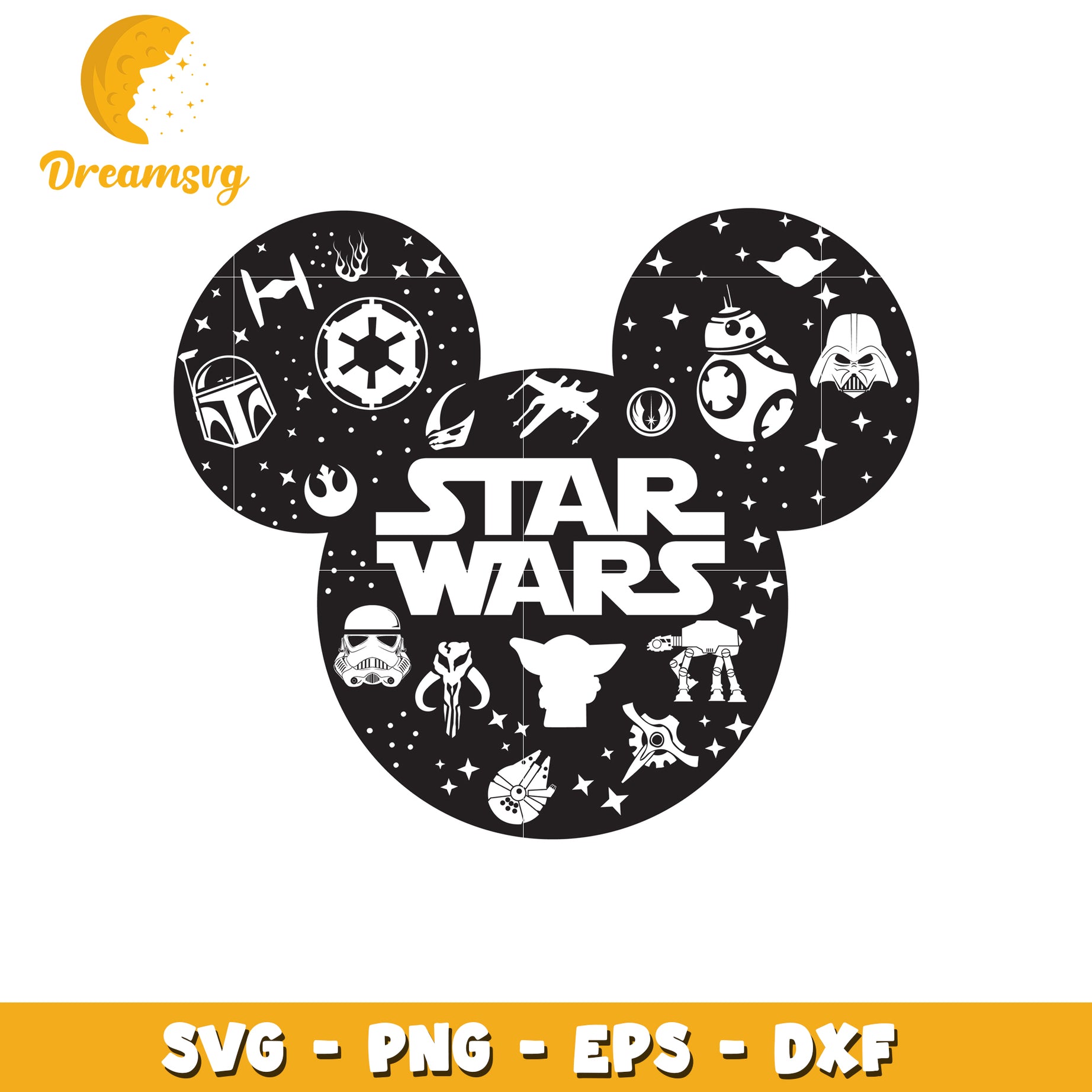 Star Wars Mickey SVG PNG EPS DXF