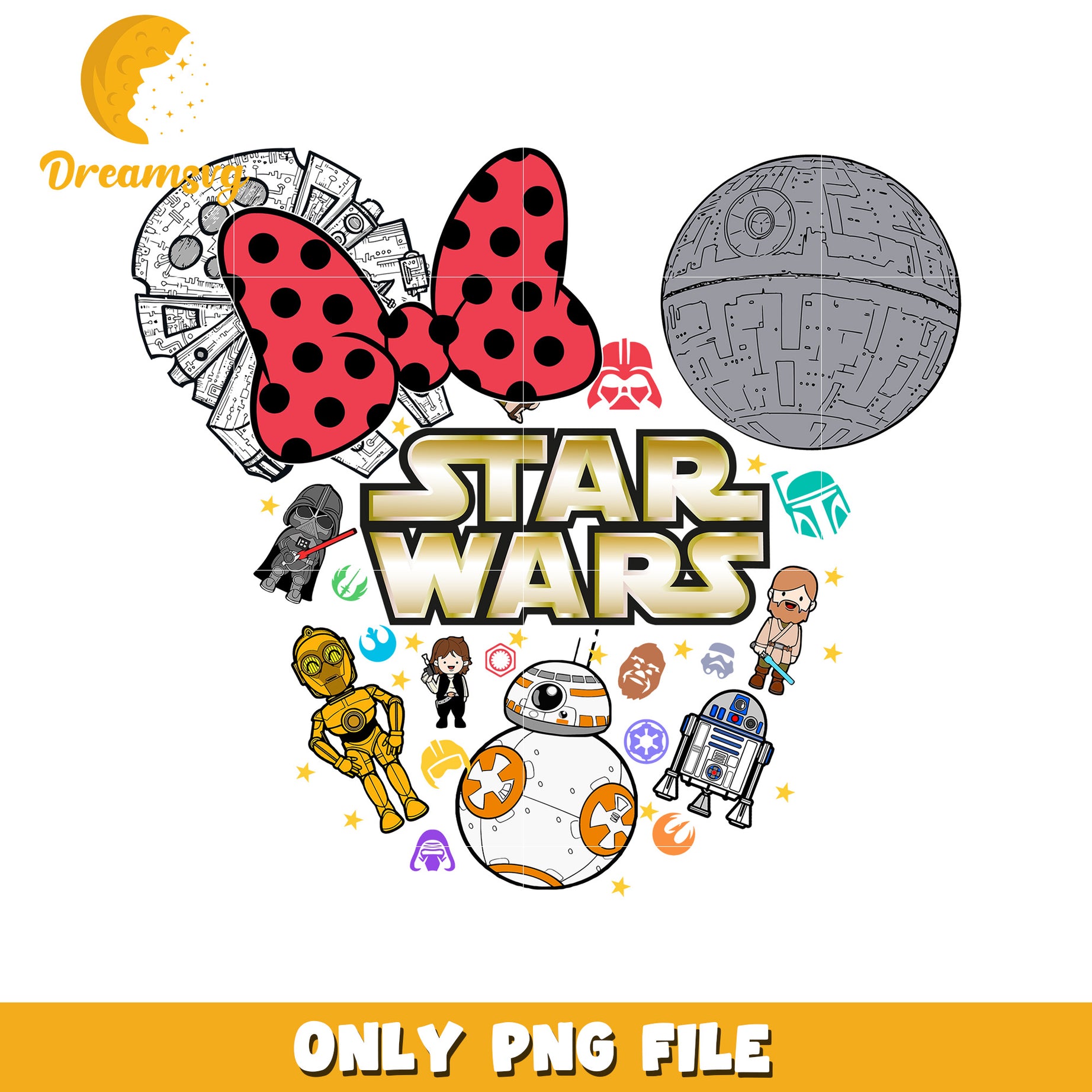 Star Wars PNG Graphic with Icons and Characters Design