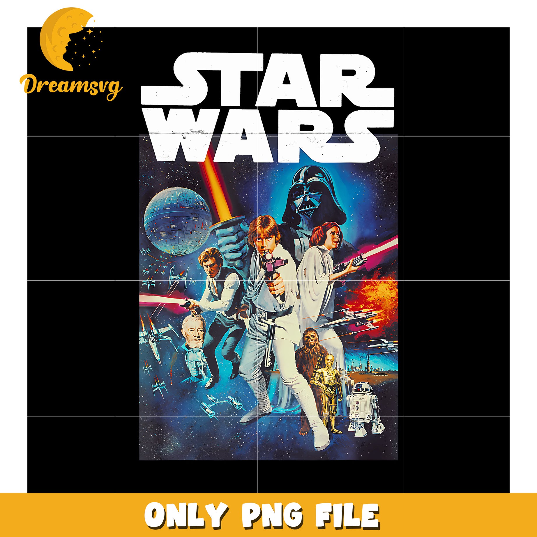 Star Wars Vintage Cast Poster png, funny quotes​​ png,  star wars png