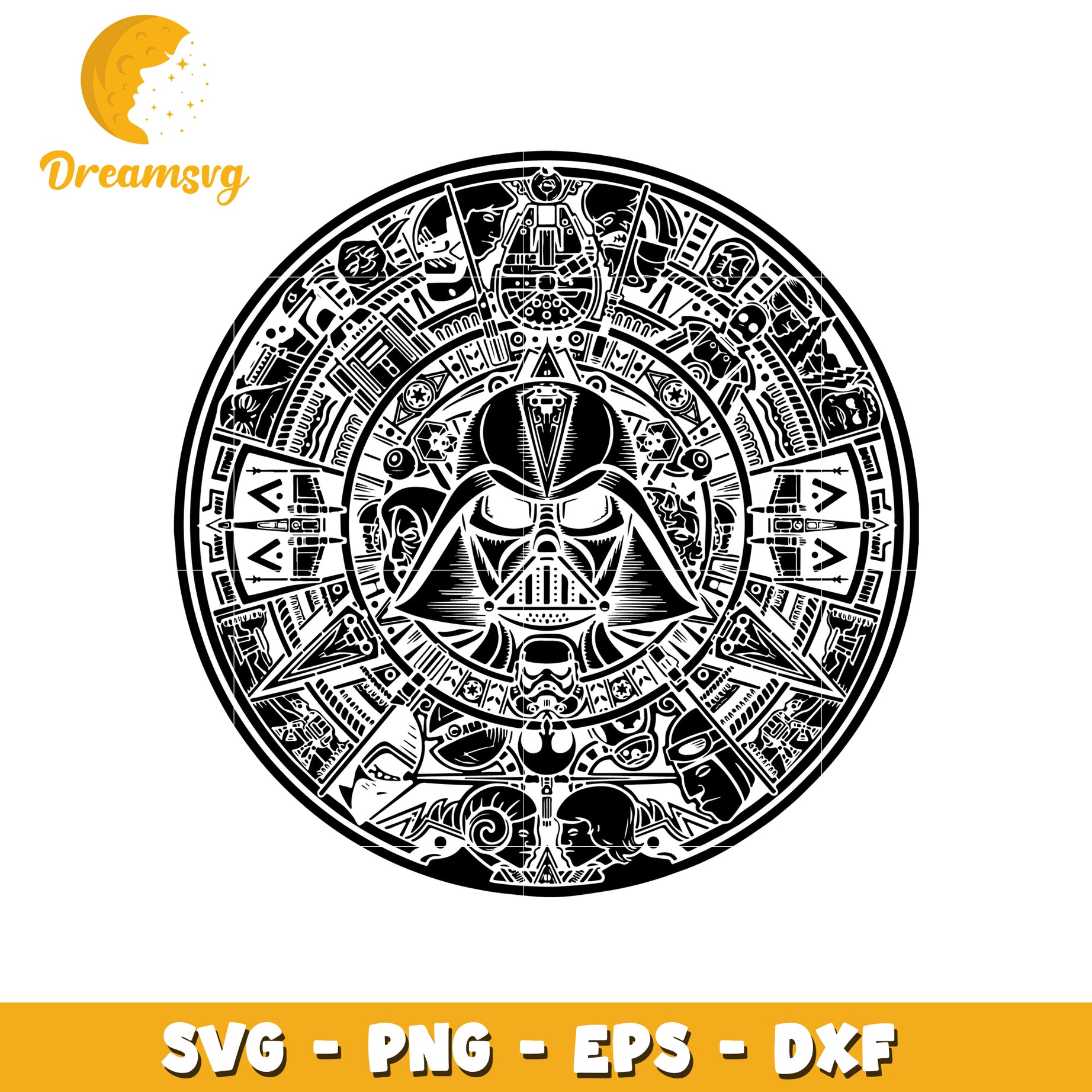 Star Wars aztec calendar svg, Darth Vader svg, movie svg