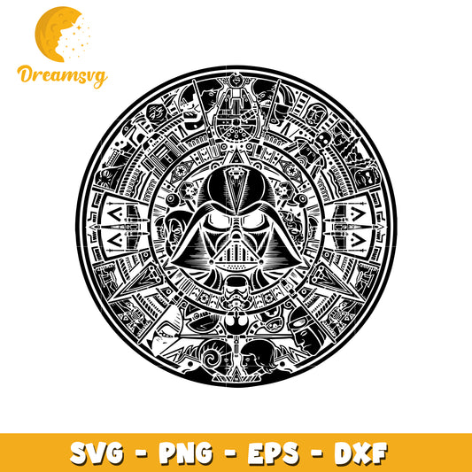 Star Wars aztec calendar svg, Darth Vader svg, movie svg