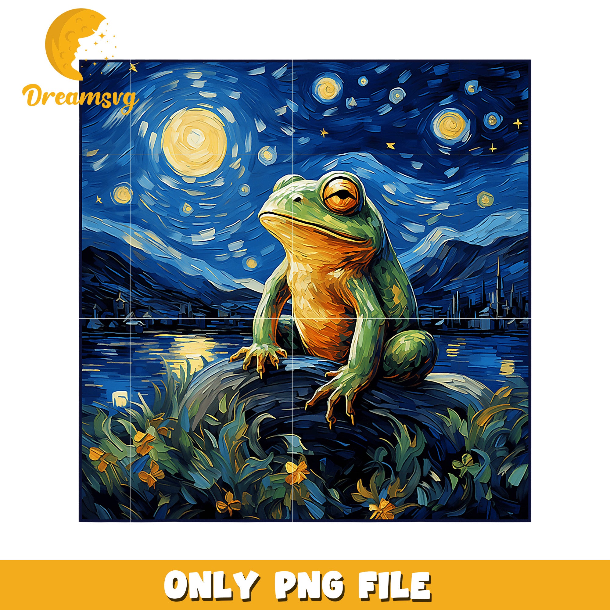 Starry Night Frog PNG Digital Art