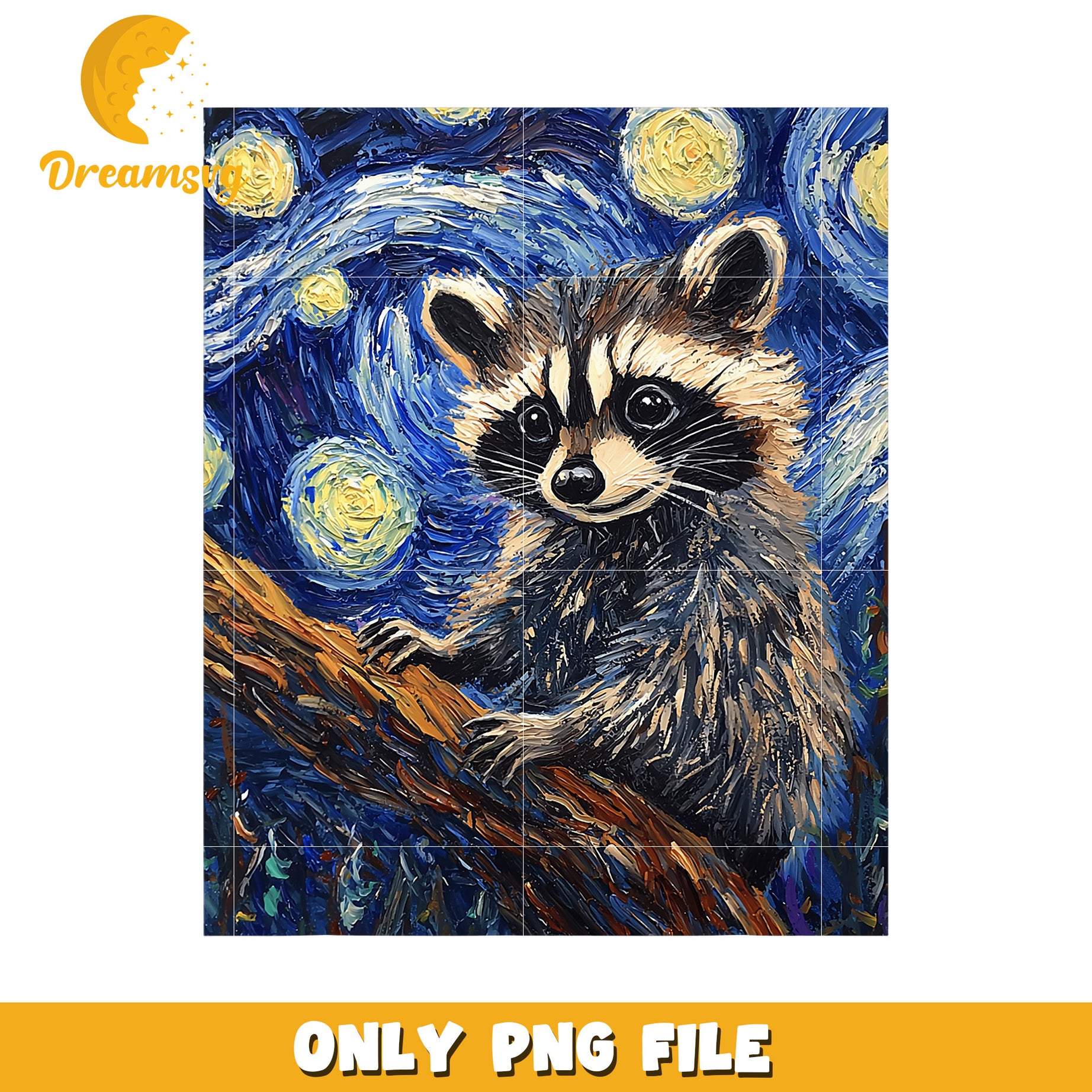 Starry Night Raccoon PNG Digital Art