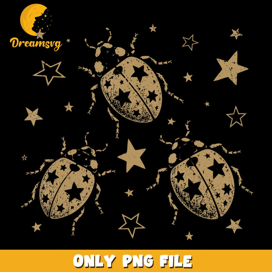 Starry Ladybug PNG, Nature Theme, Insect Design PNG