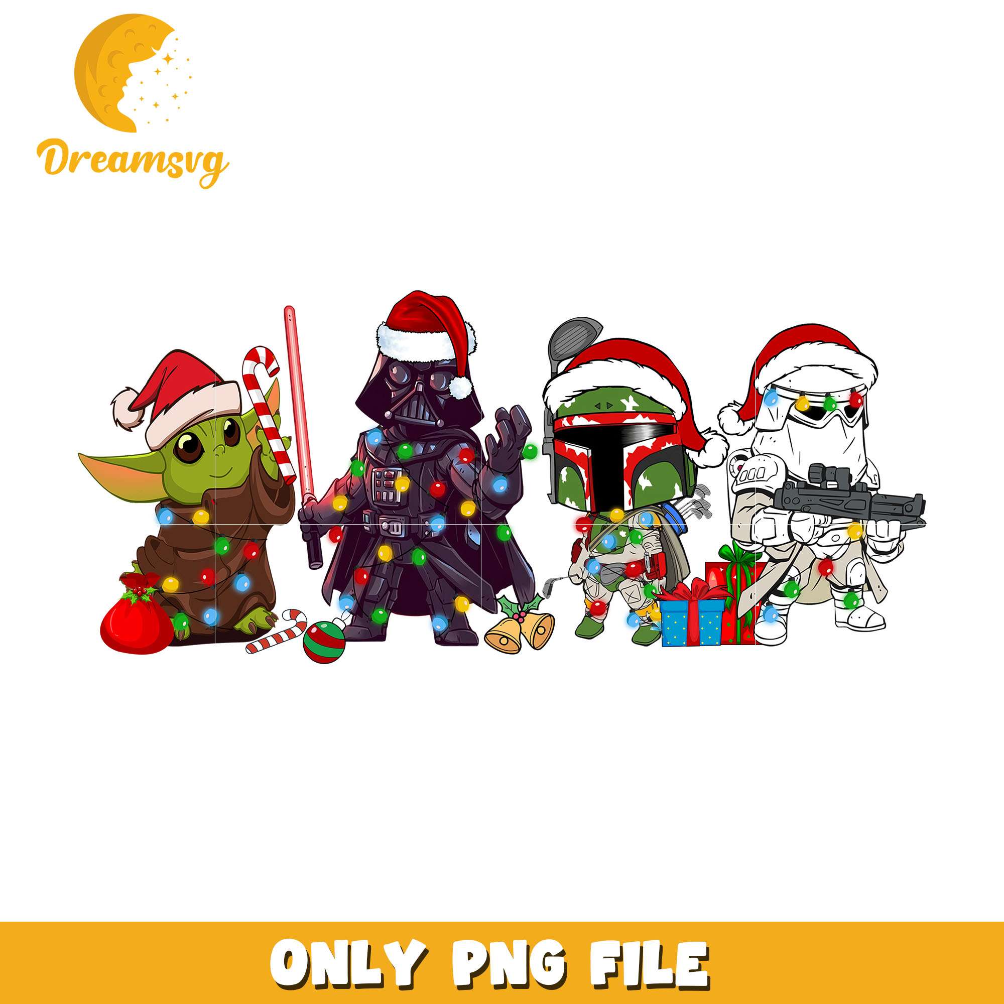 Stars war character christmas png, Stars war png, christmas png