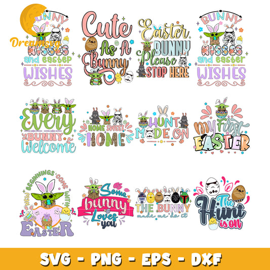 Cute as a bunny bundle svg, star wars easter svg, easter day svg