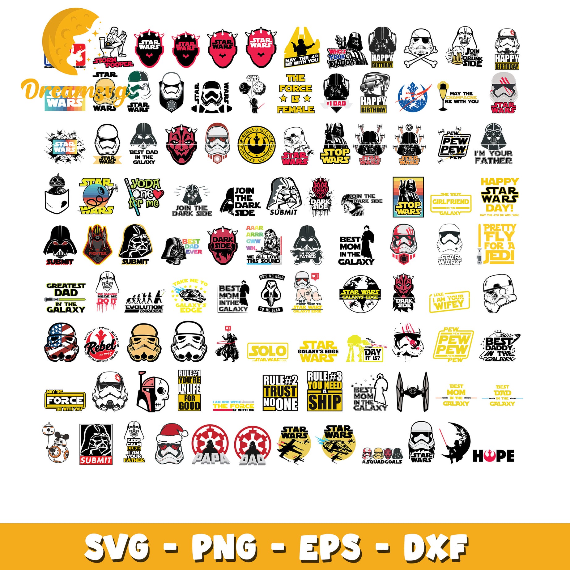 Happy star wars day bundle may the 4th svg, star wars quotes svg