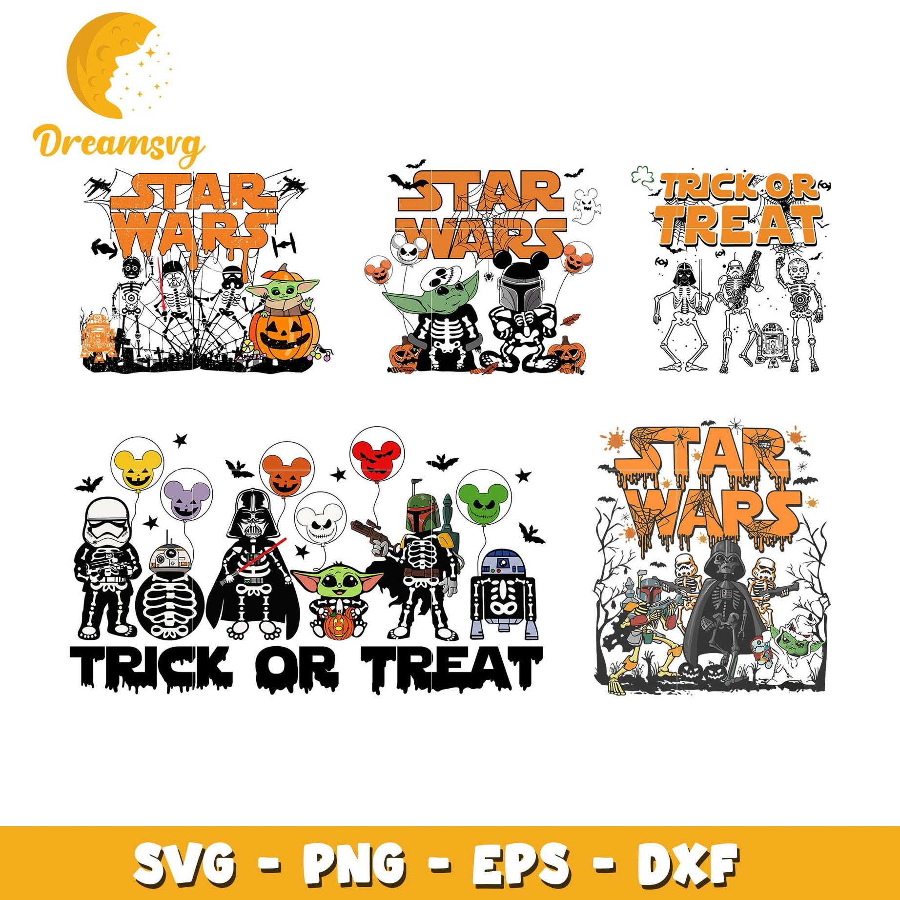 Star wars trick or treat bundle svg, Star wars halloween svg