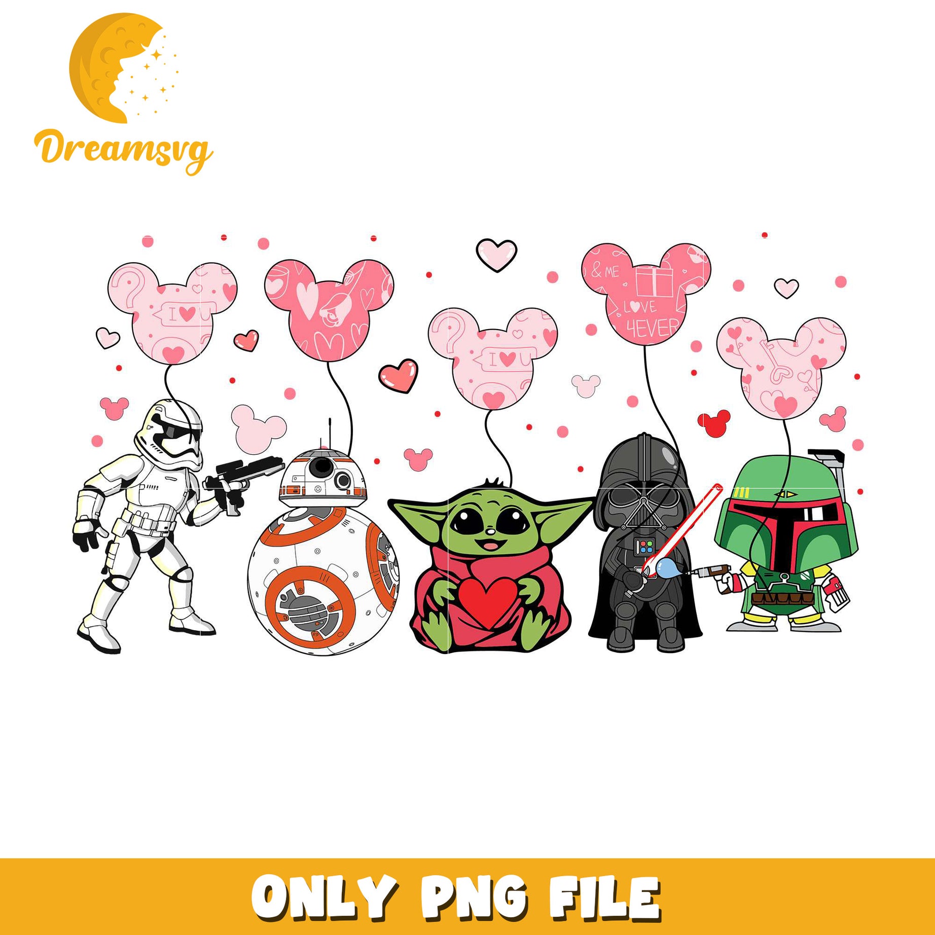 Star wars valentine's day png, valentine's day png, cartoon png