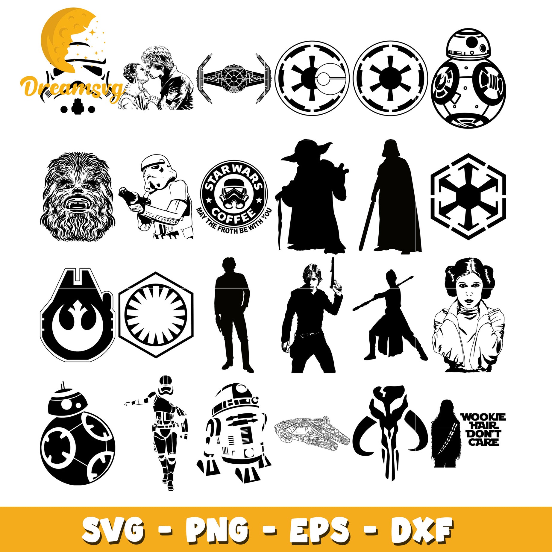 Star wars coffee bundle svg, Star wars silhouette svg