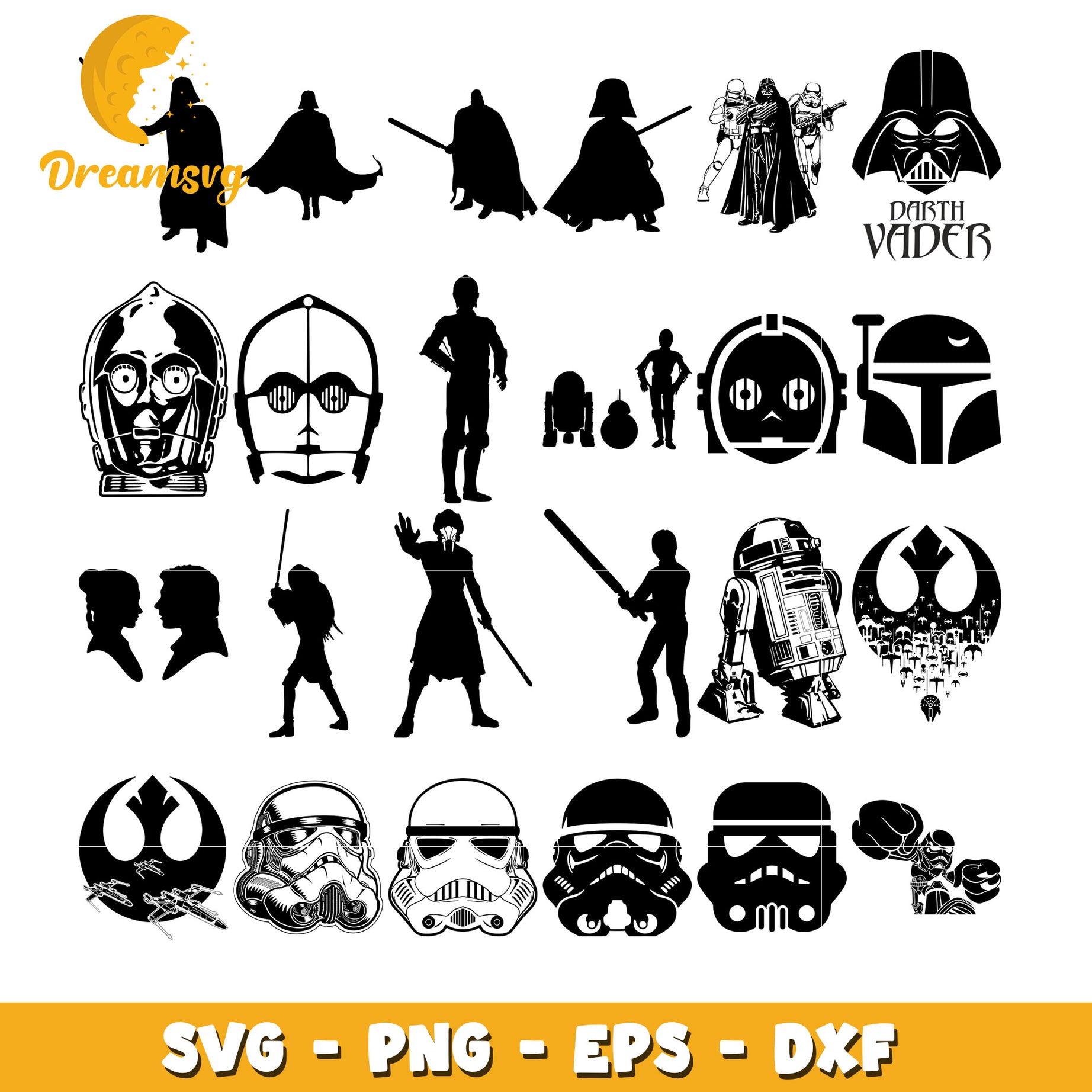 Silhouette star wars dark vader bundle svg, star wars outlaws​ svg