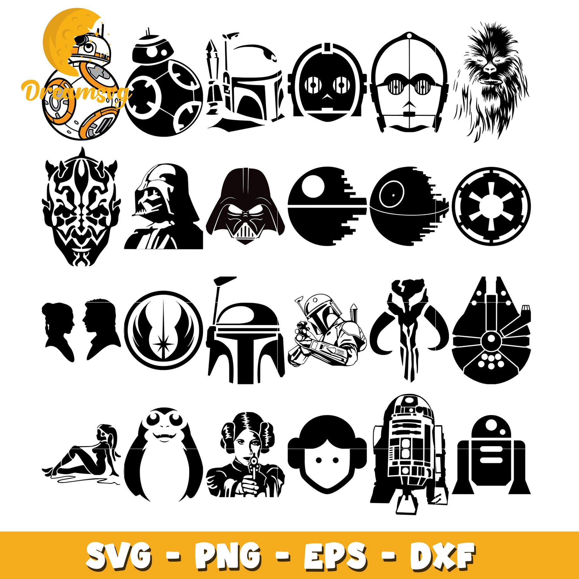 Head Silhouette star wars bundle svg, star wars acolyte svg