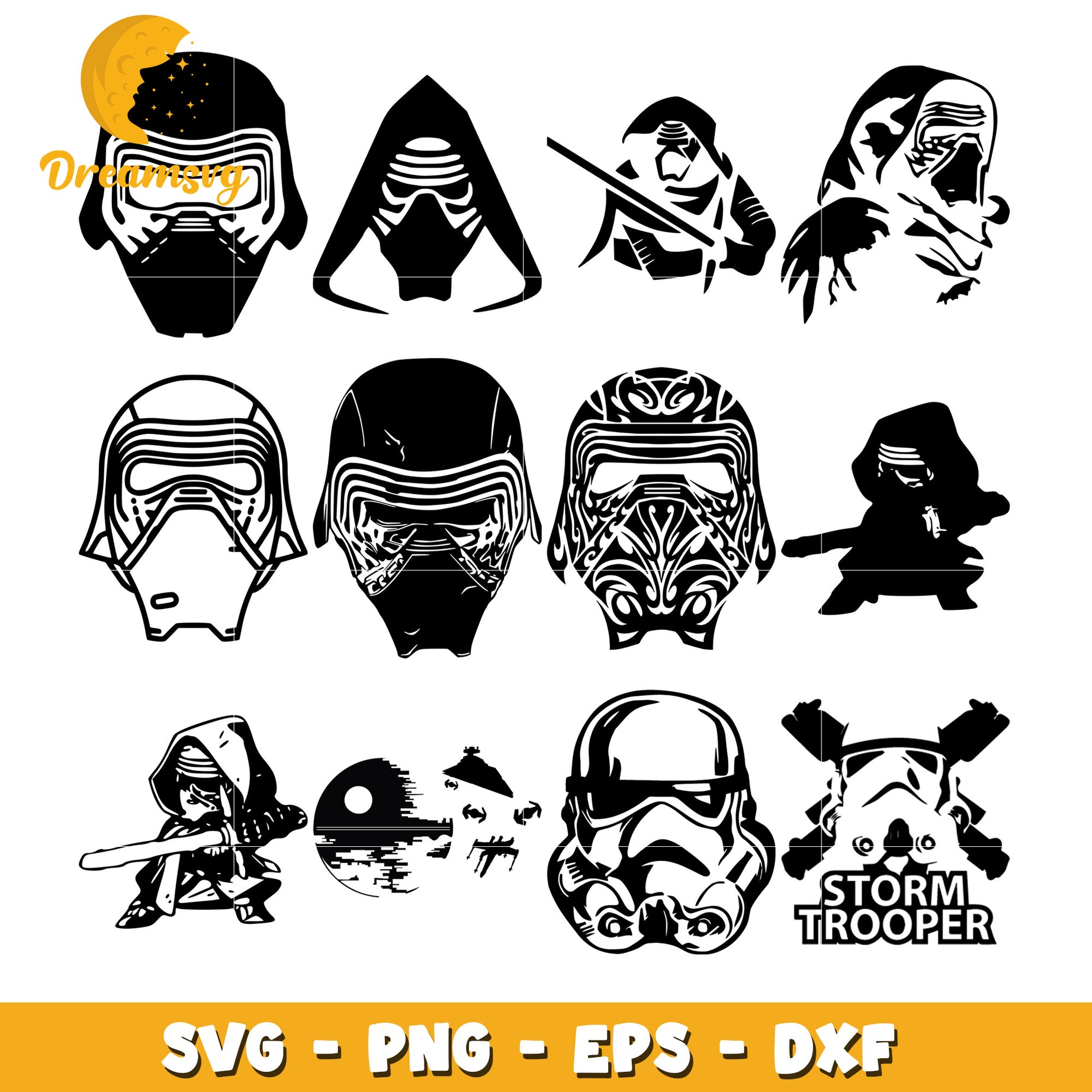 Star wars storm trooper bundle svg, star wars cast face svg