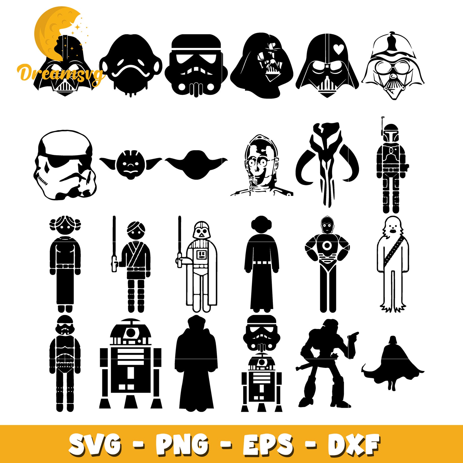 The cast of star wars bundle svg, star wars characters svg