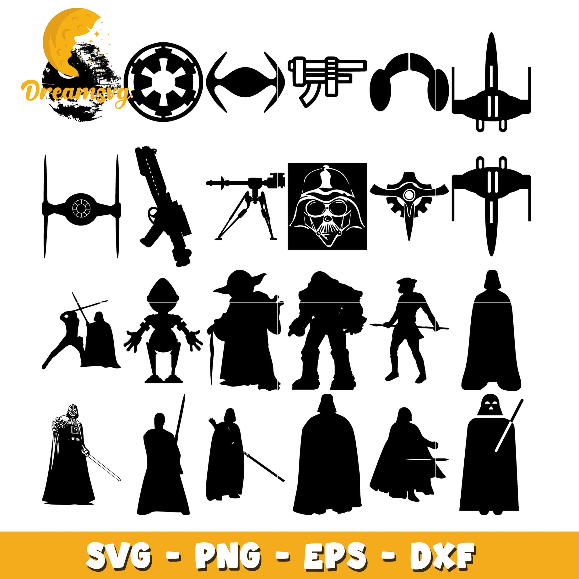 Star wars silhouette characters bundle svg, star wars svg