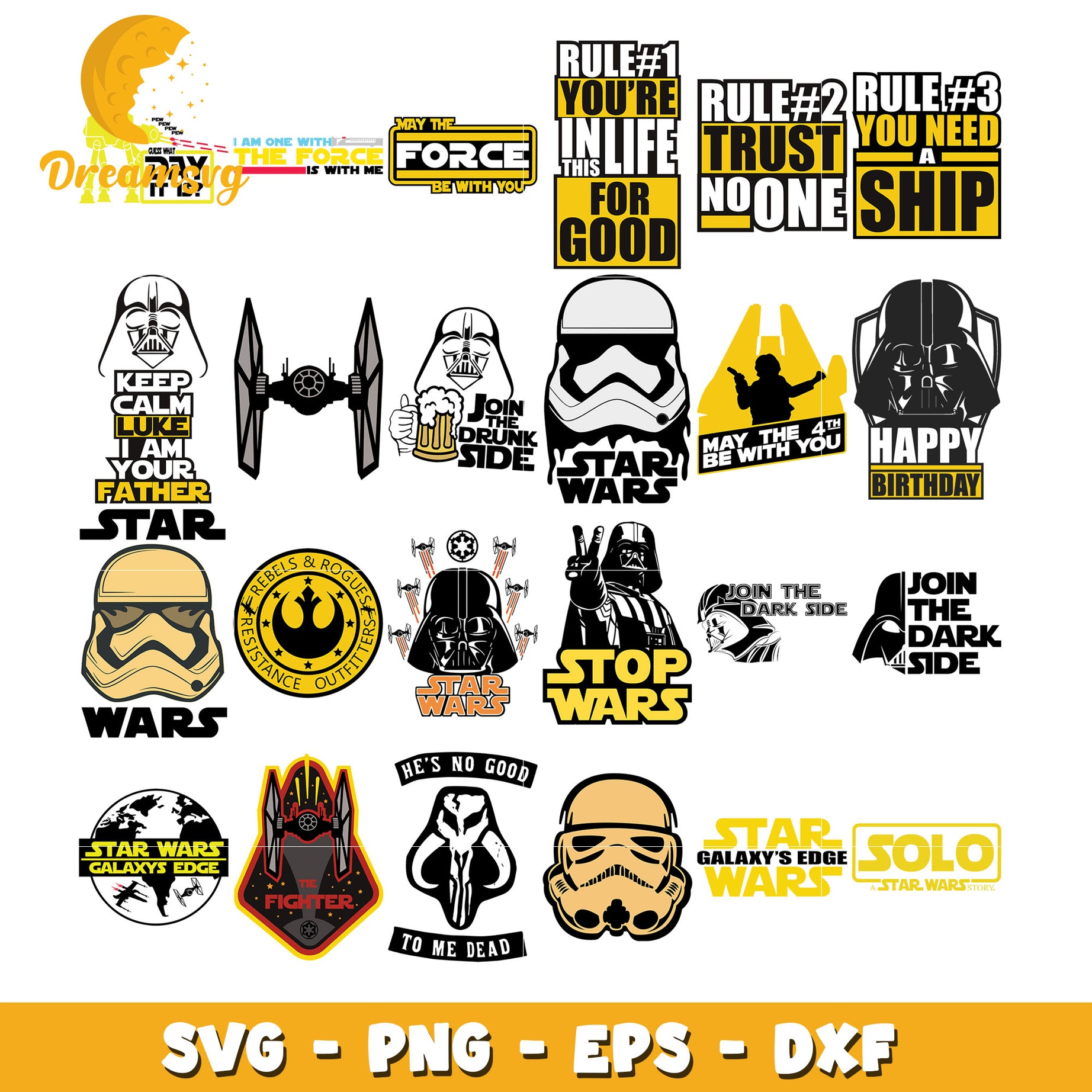 Rule trust no one bundle svg, galaxy edge star wars svg