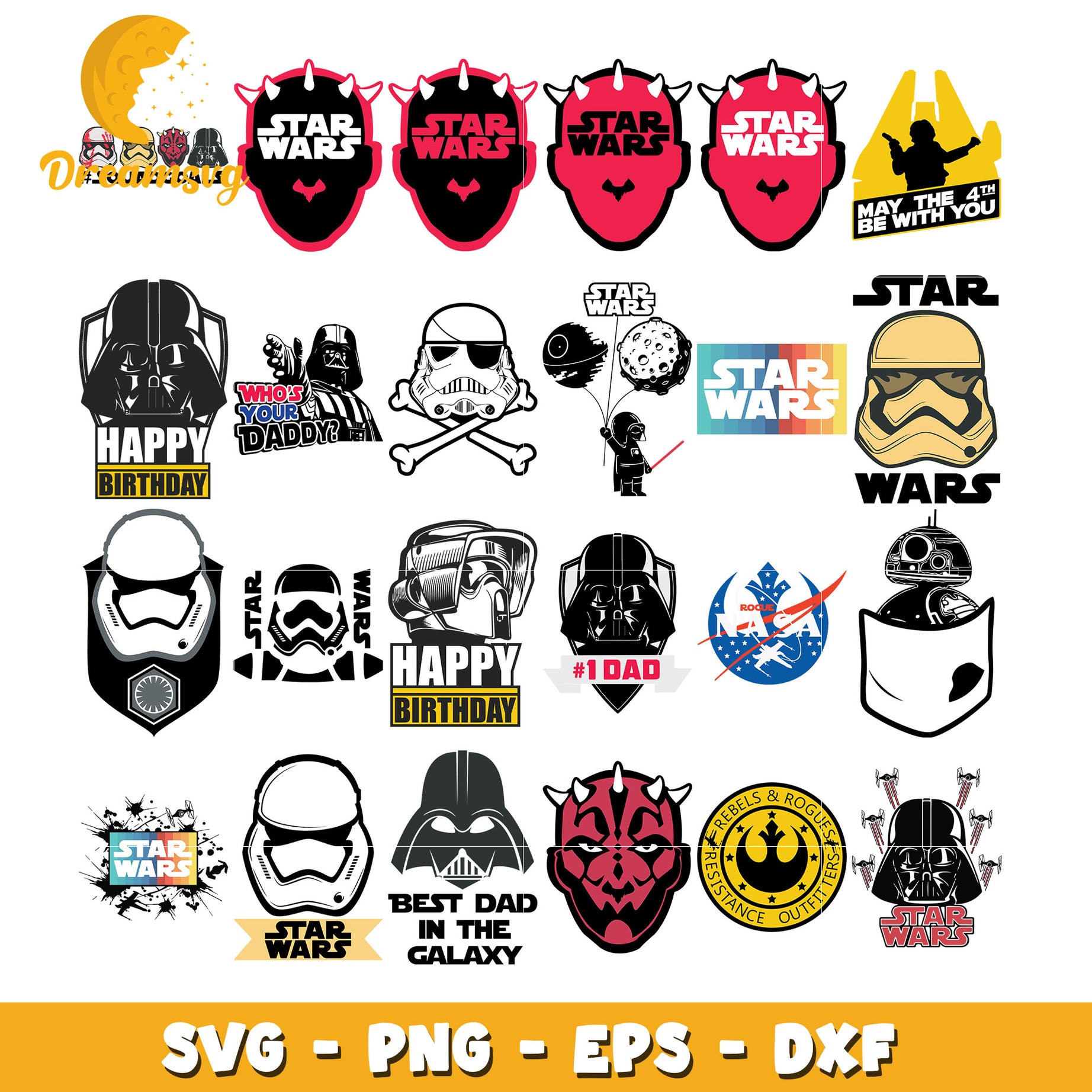 Happy birthday star wars bundle svg, star wars movies svg