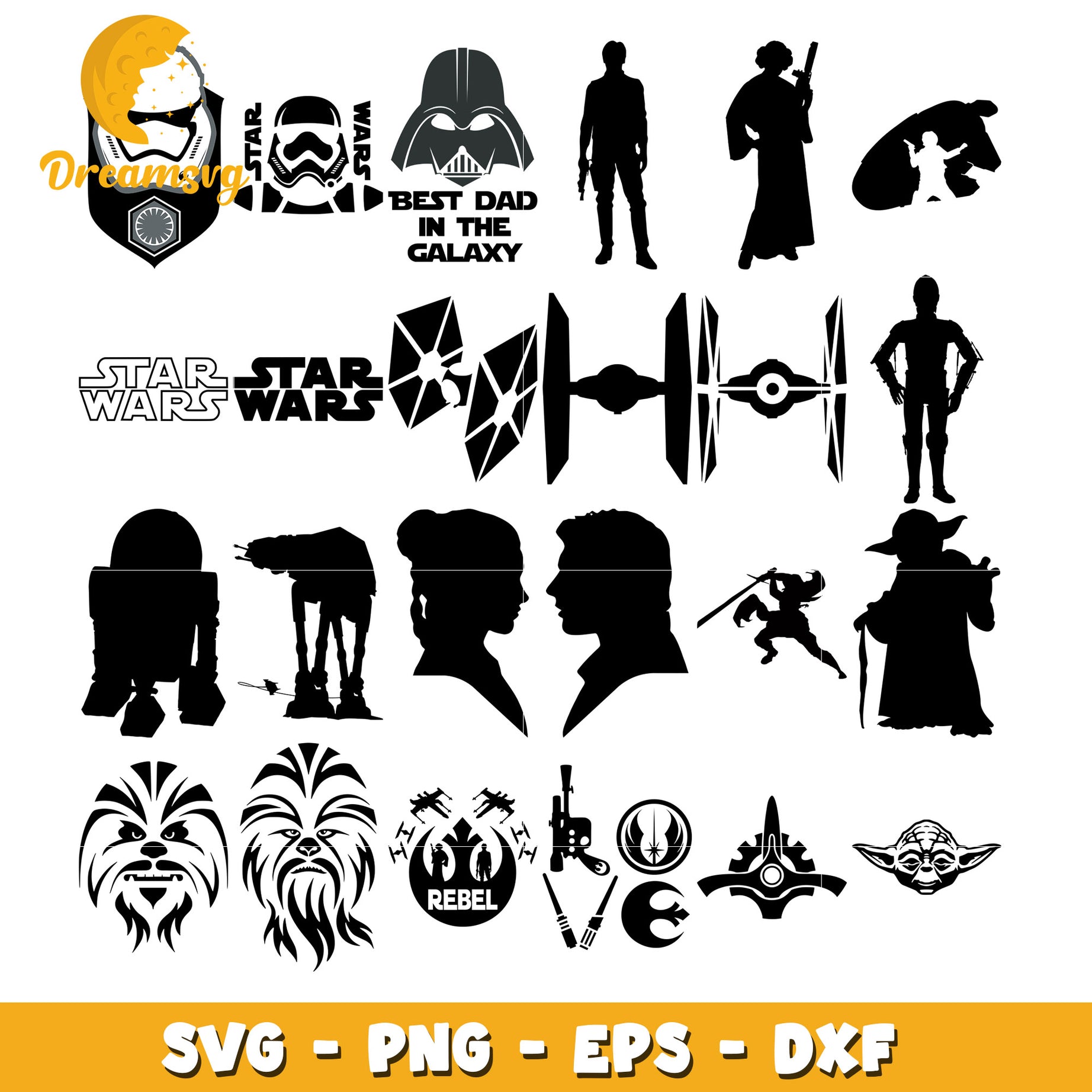 Best dad in the galaxy bundle svg, star wars movies svg