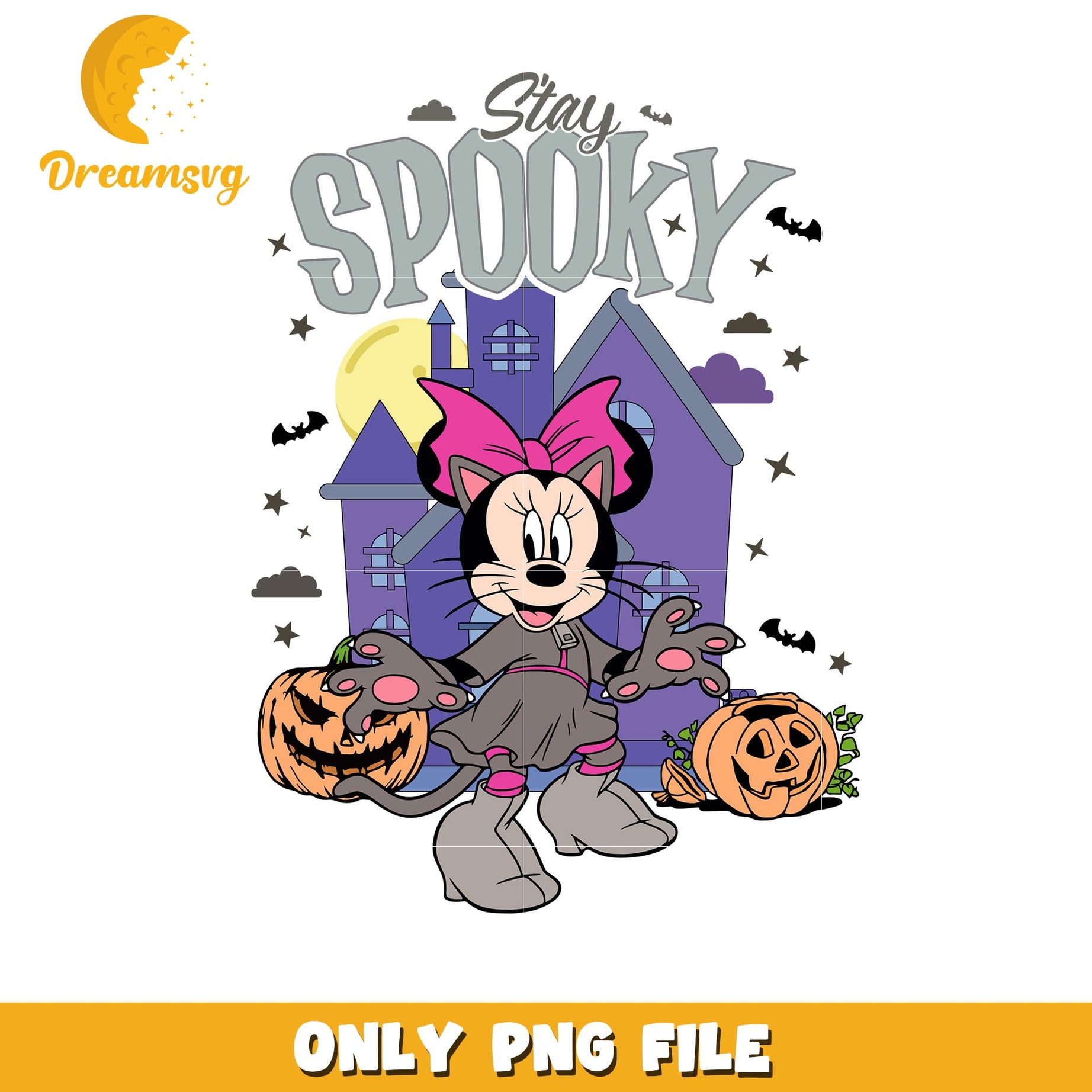 Stay spooky Minnie mouse halloween png, Disney friends halloween vibes png