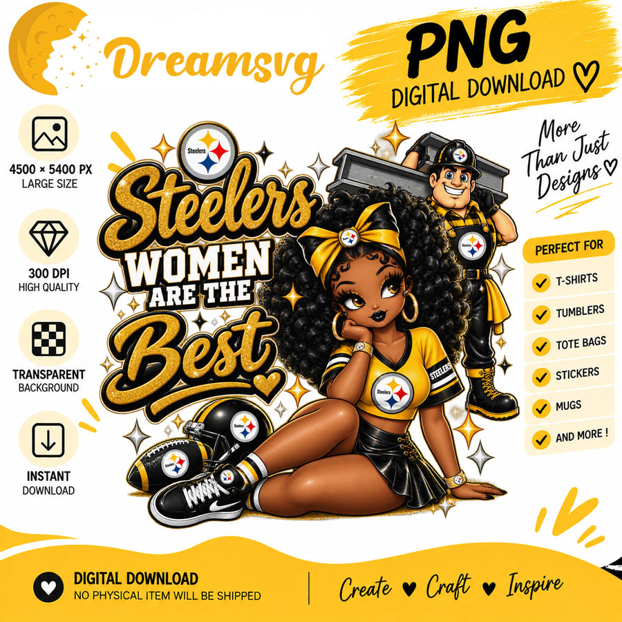 Steelers Women Are The Best Black Girl Football PNG