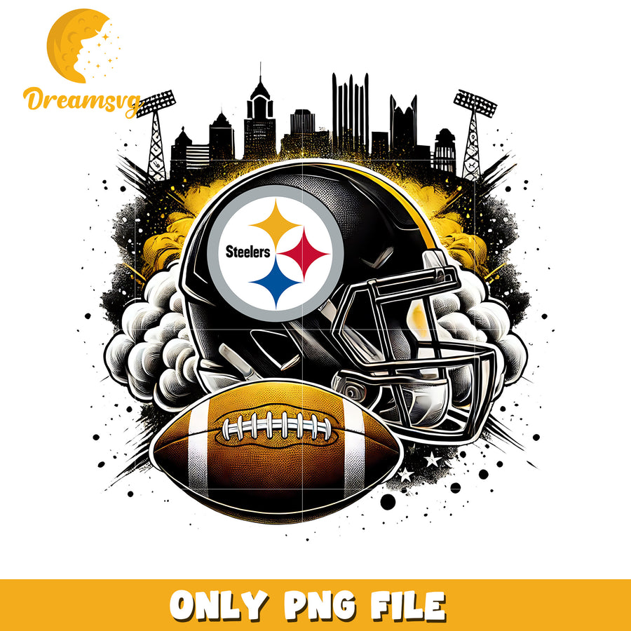 Steelers helmet and ball png, nfl mvp png, nfl helmet png