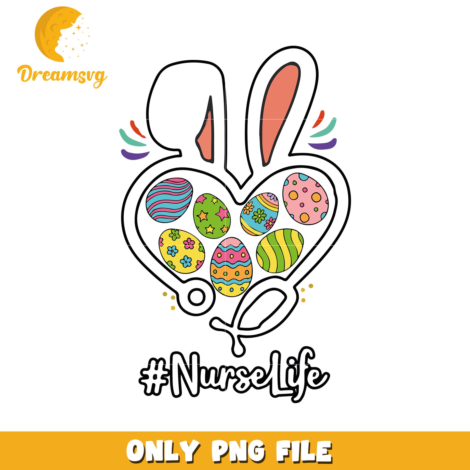 Stethoscope heart design nurse life png, easter day png, nurse png