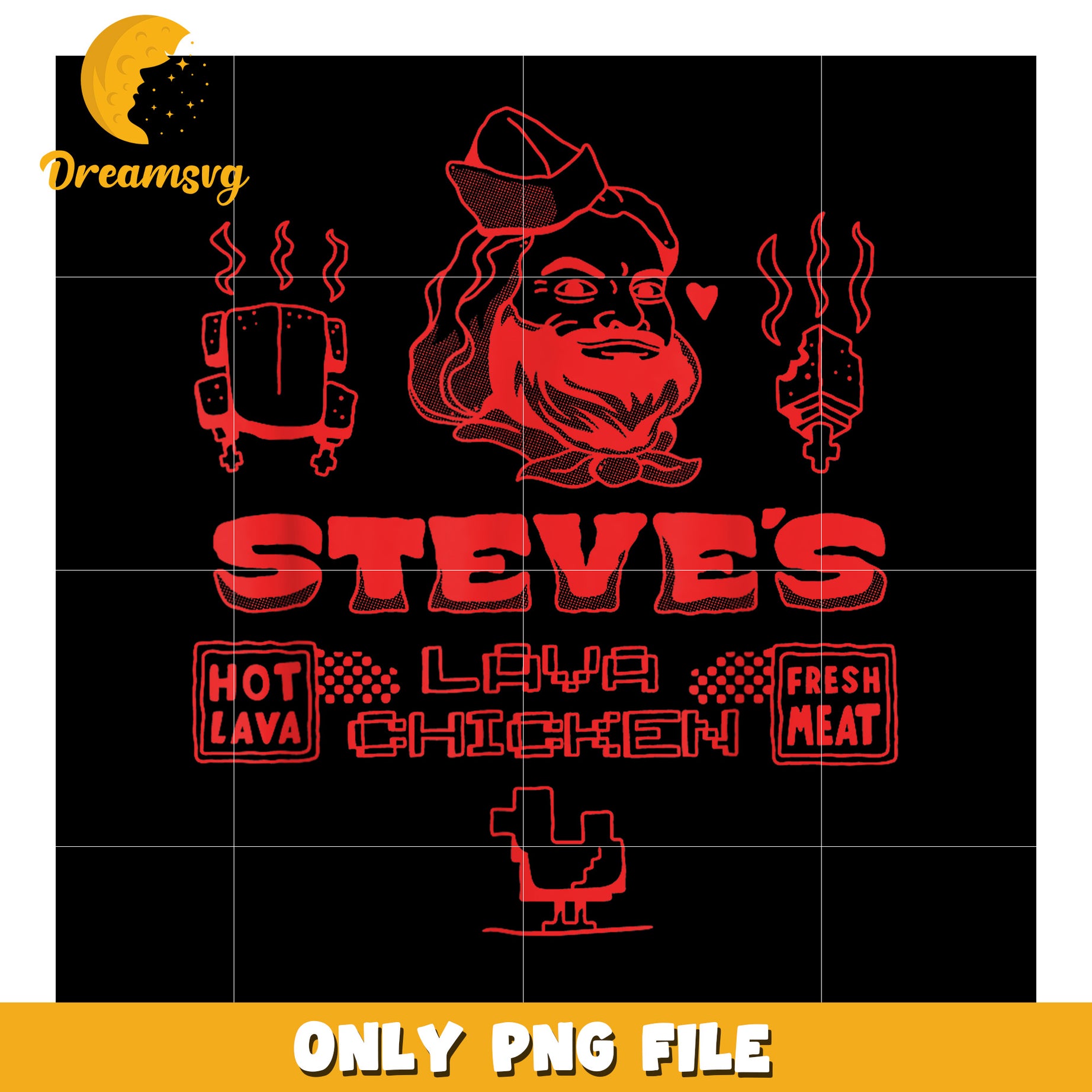 Steve's Lava Chicken Logo Design, Hot and Fresh Meat PNG File