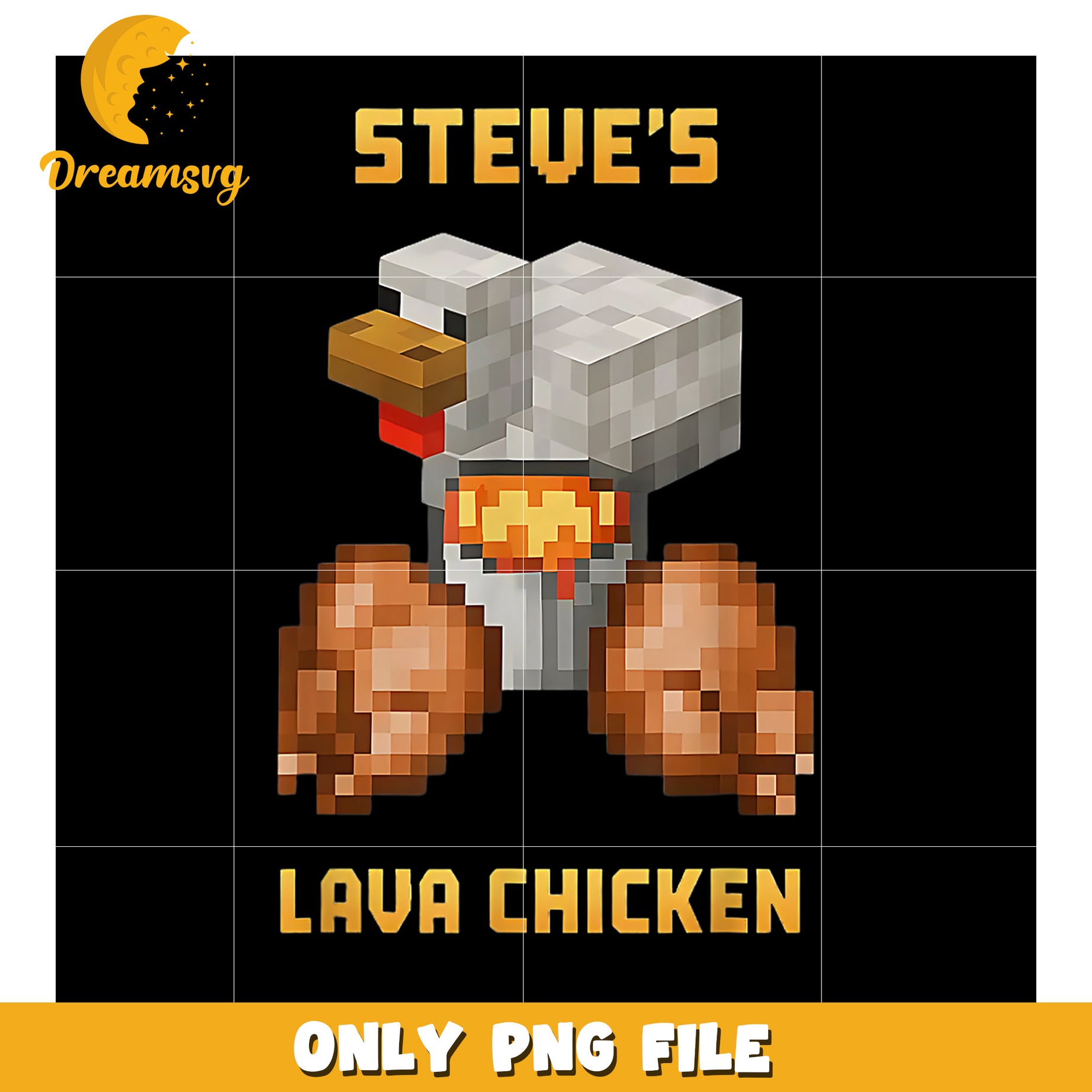 Steve's Lava Chicken PNG File, Fun Minecraft Character Design
