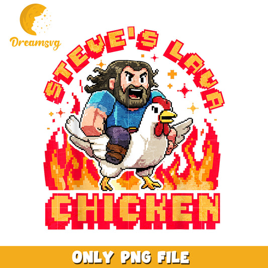 Steve's Lava Chicken PNG, Unique Pixel Art, Fun Gaming Design