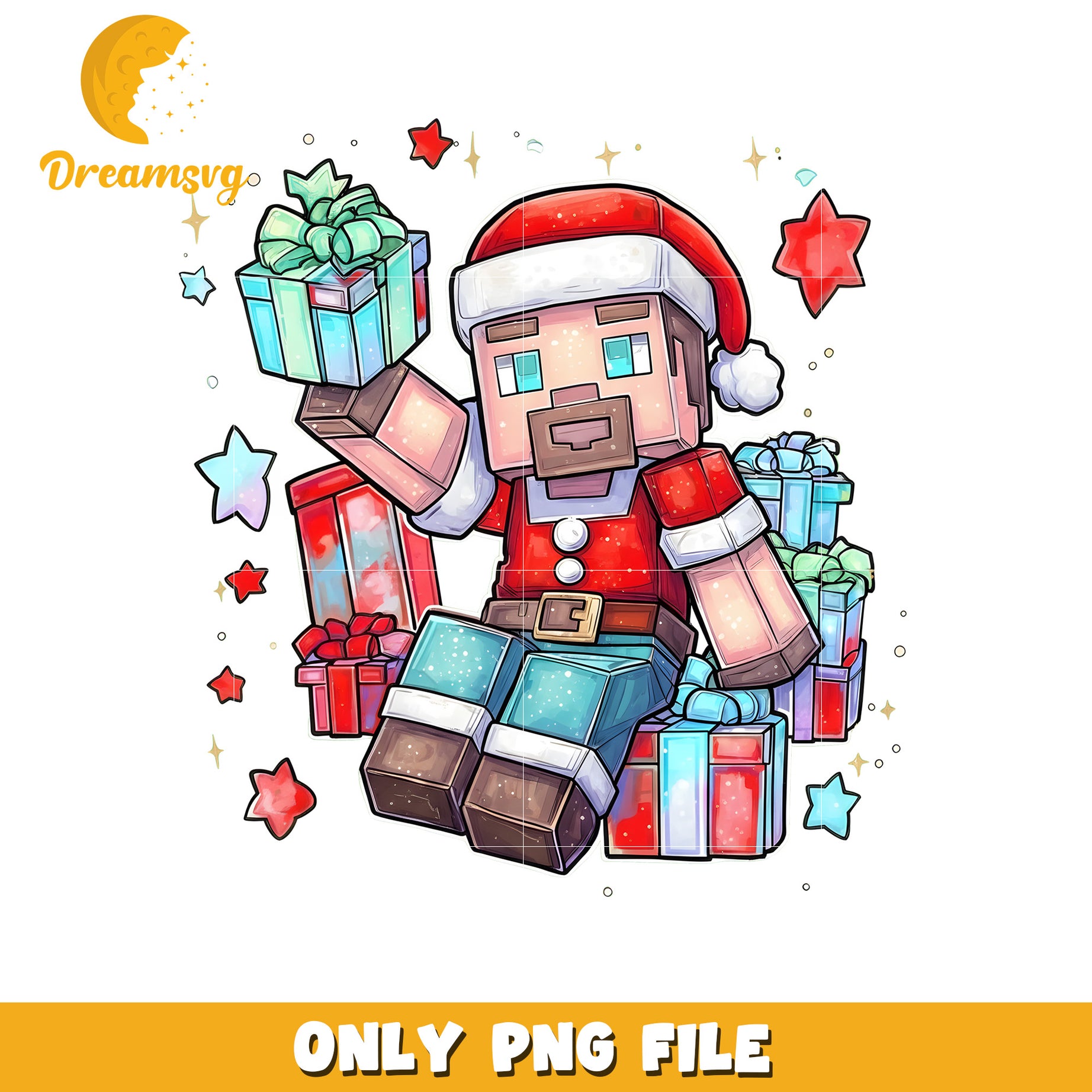 Steve christmas png, christmas tree png, christmas lights png