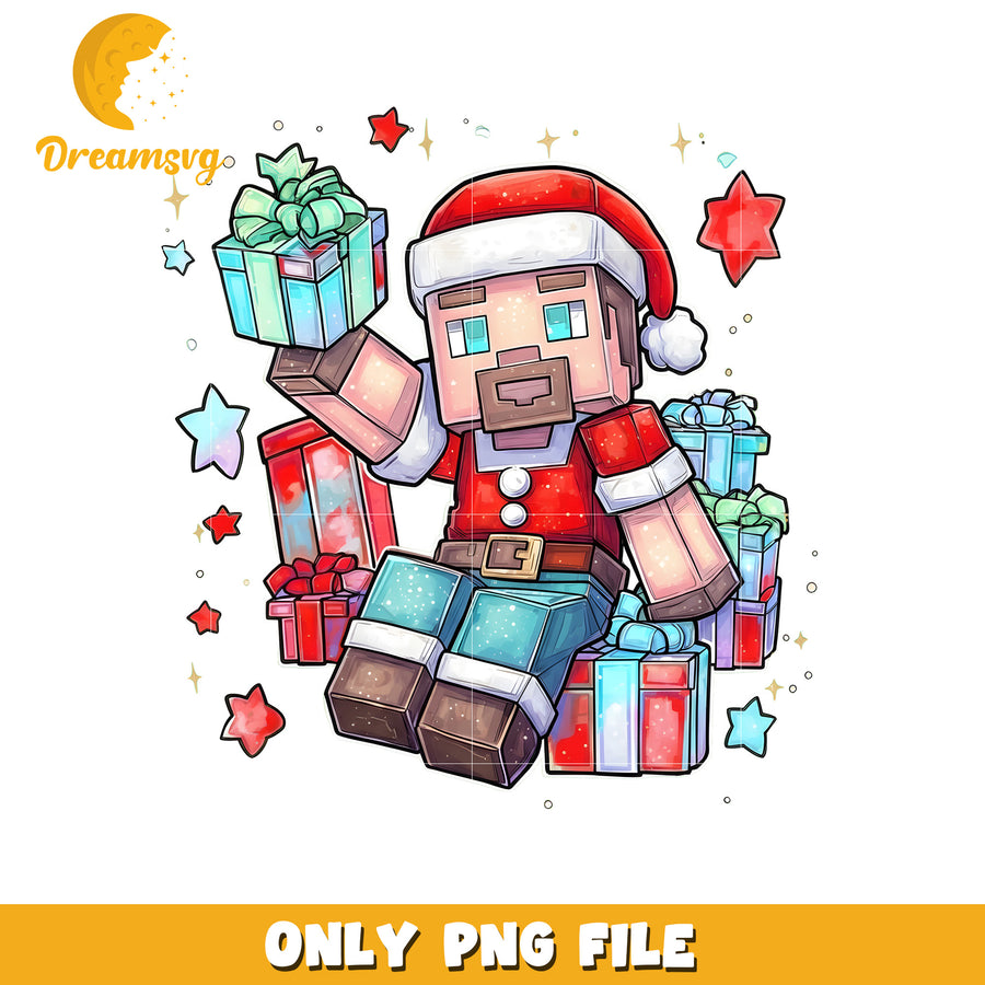 Steve christmas png, christmas tree png, christmas lights png