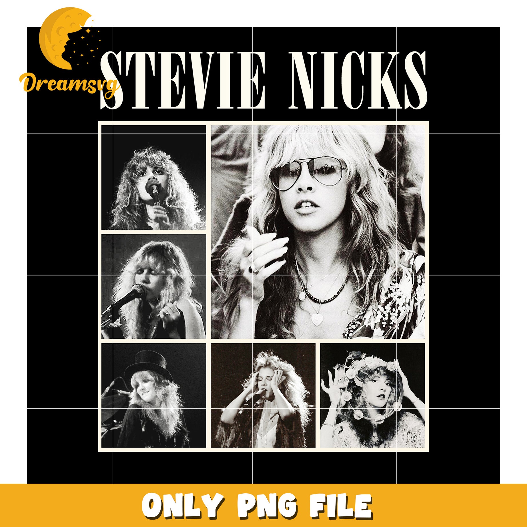 Stevie nicks shirt png, black shirt design png, rock band tee png