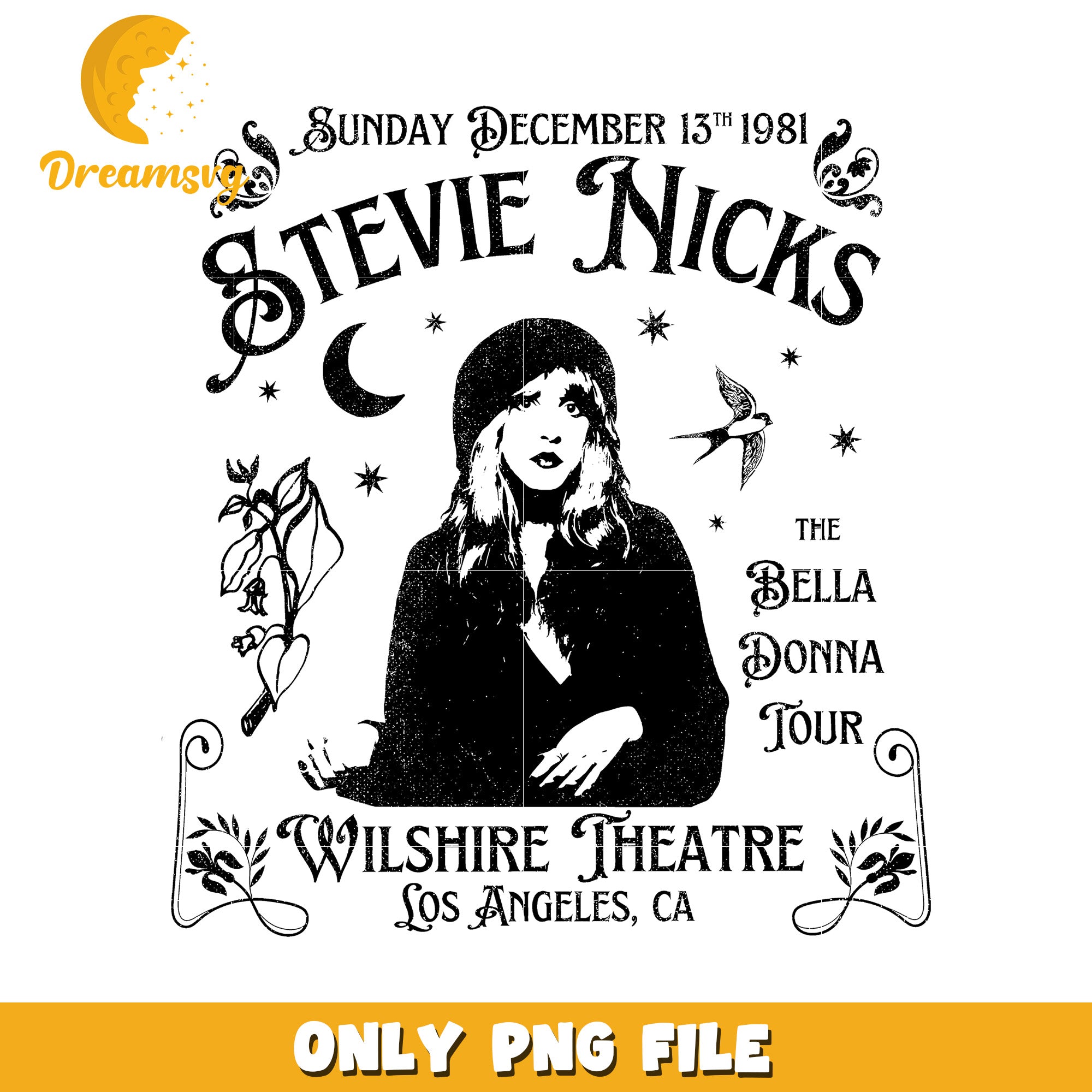 Stevie nicks white font png, vintage rock text png, witchy script style png