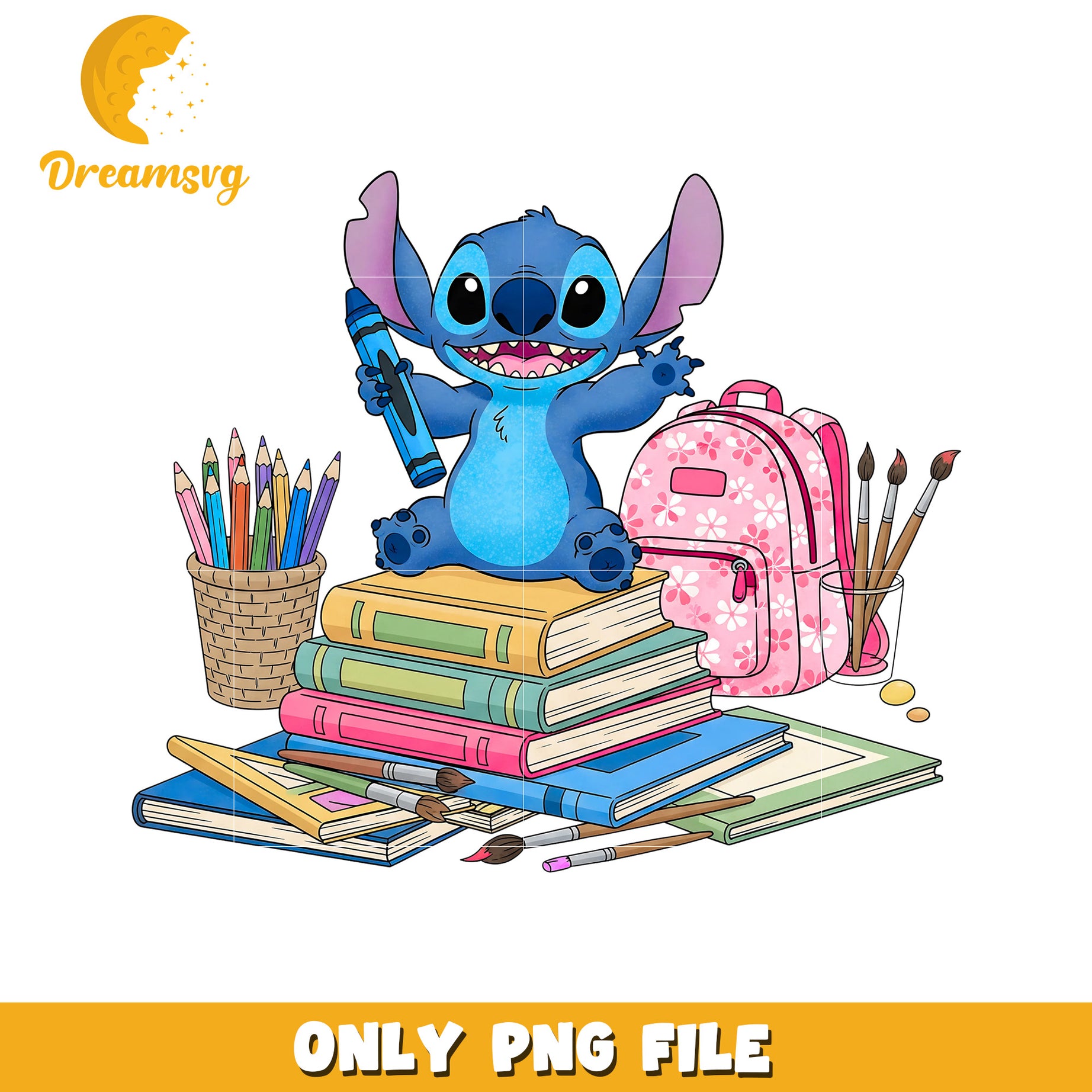 Stich and school supplies png, disney stitch png, lilo and stitch png