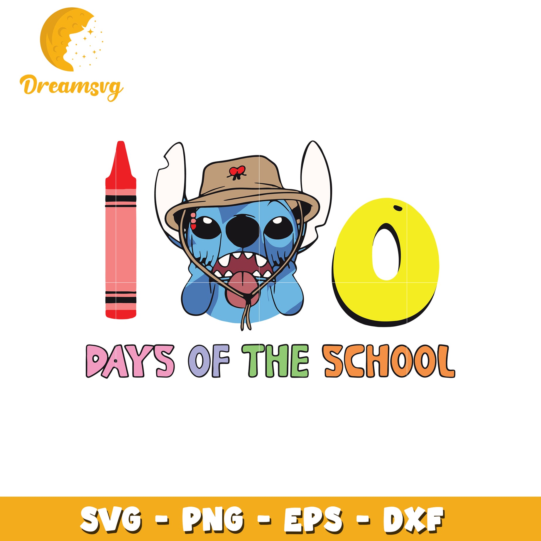 Stitch 100 Days School SVG Cut File