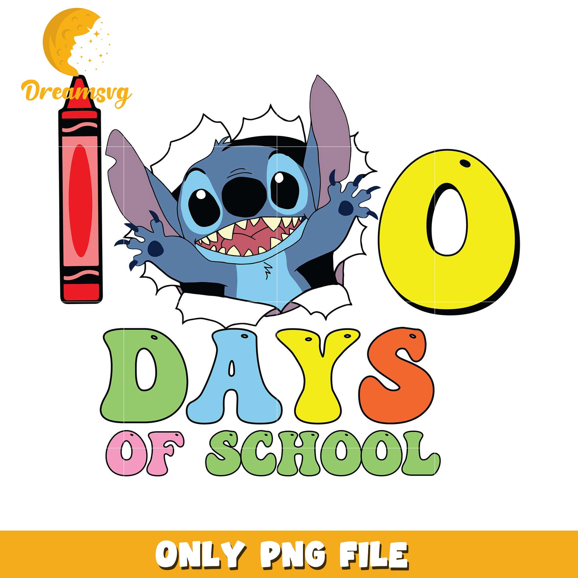 Stitch 100 Days of School PNG