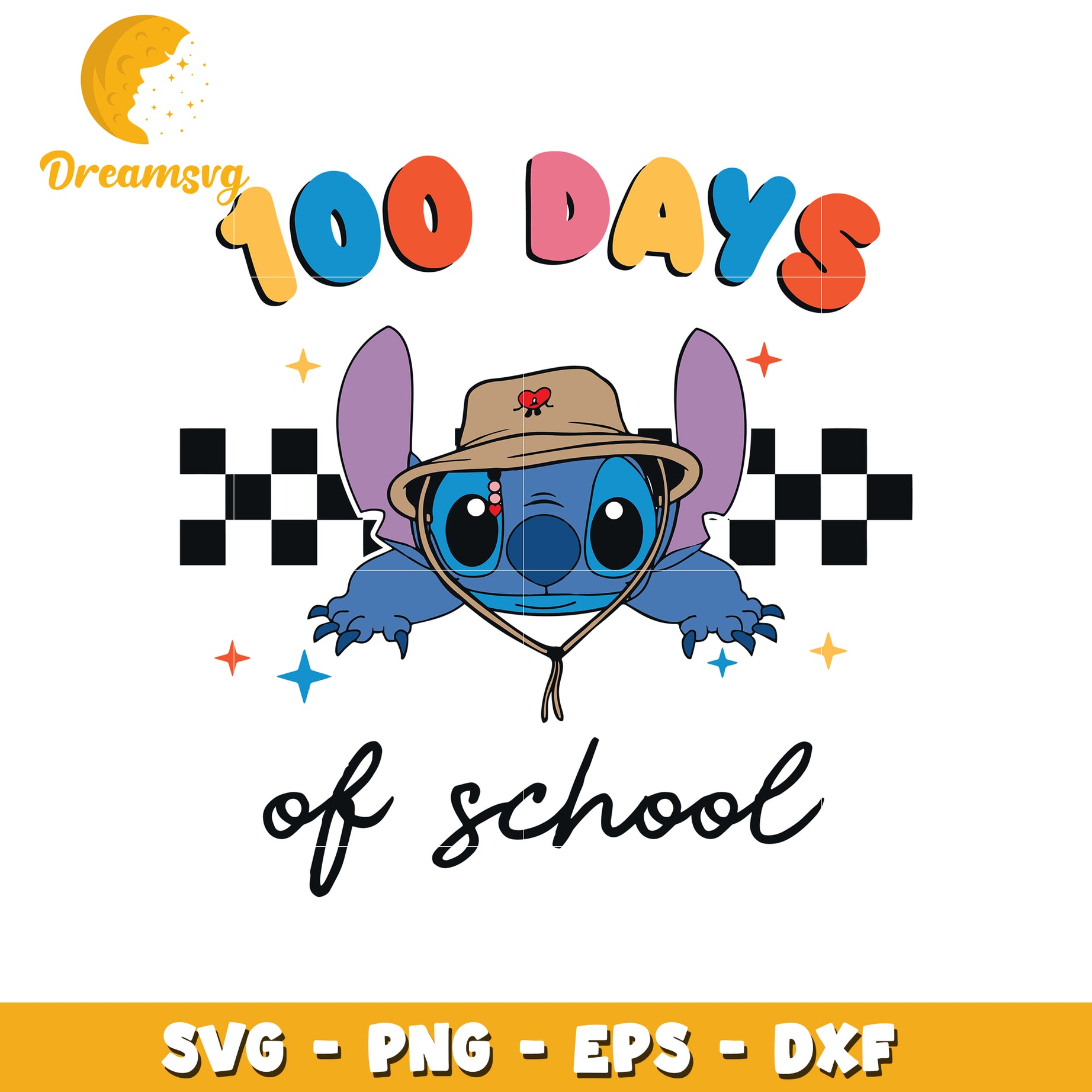 Stitch 100 Days of School SVG