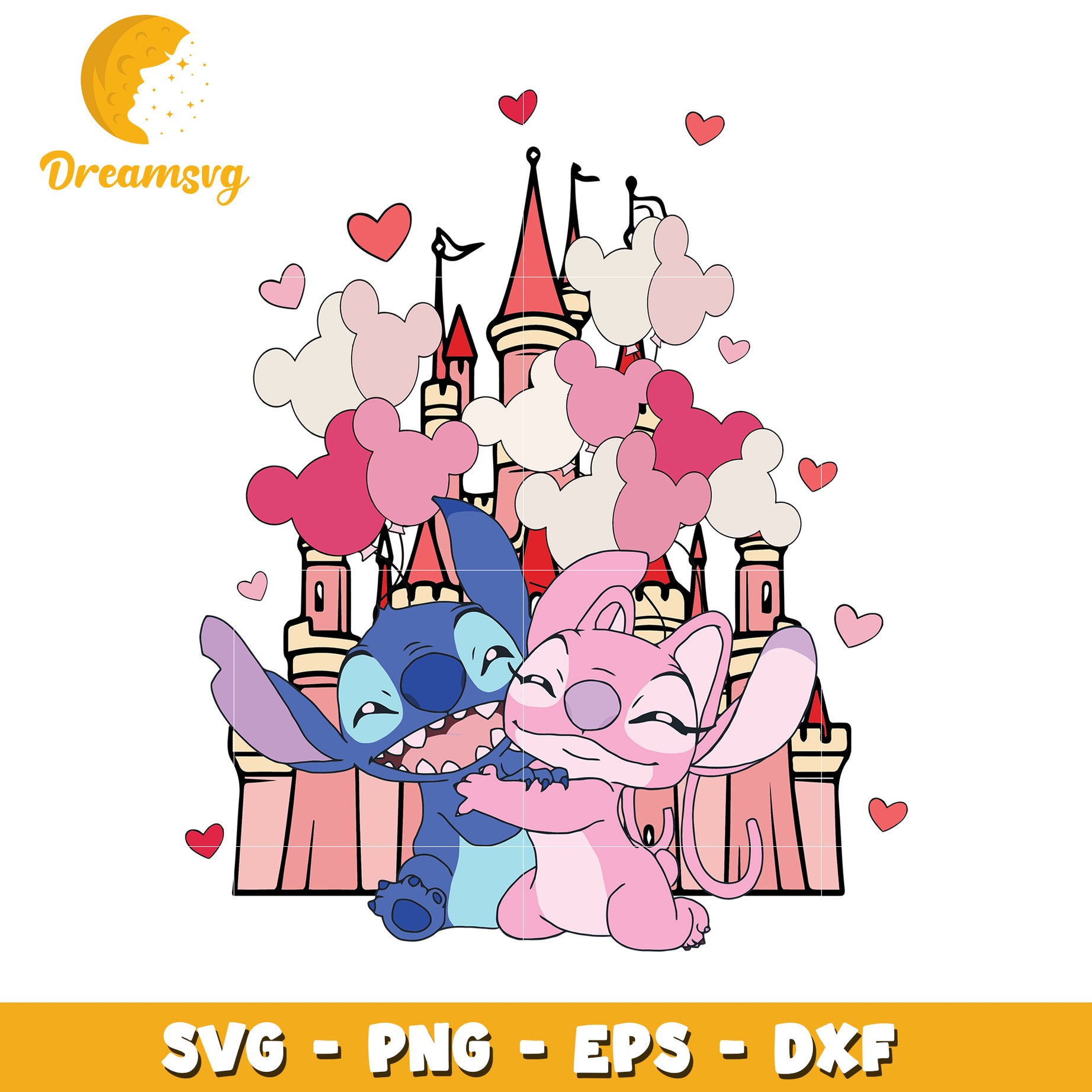 Stitch Angel Castle Valentines SVG PNG