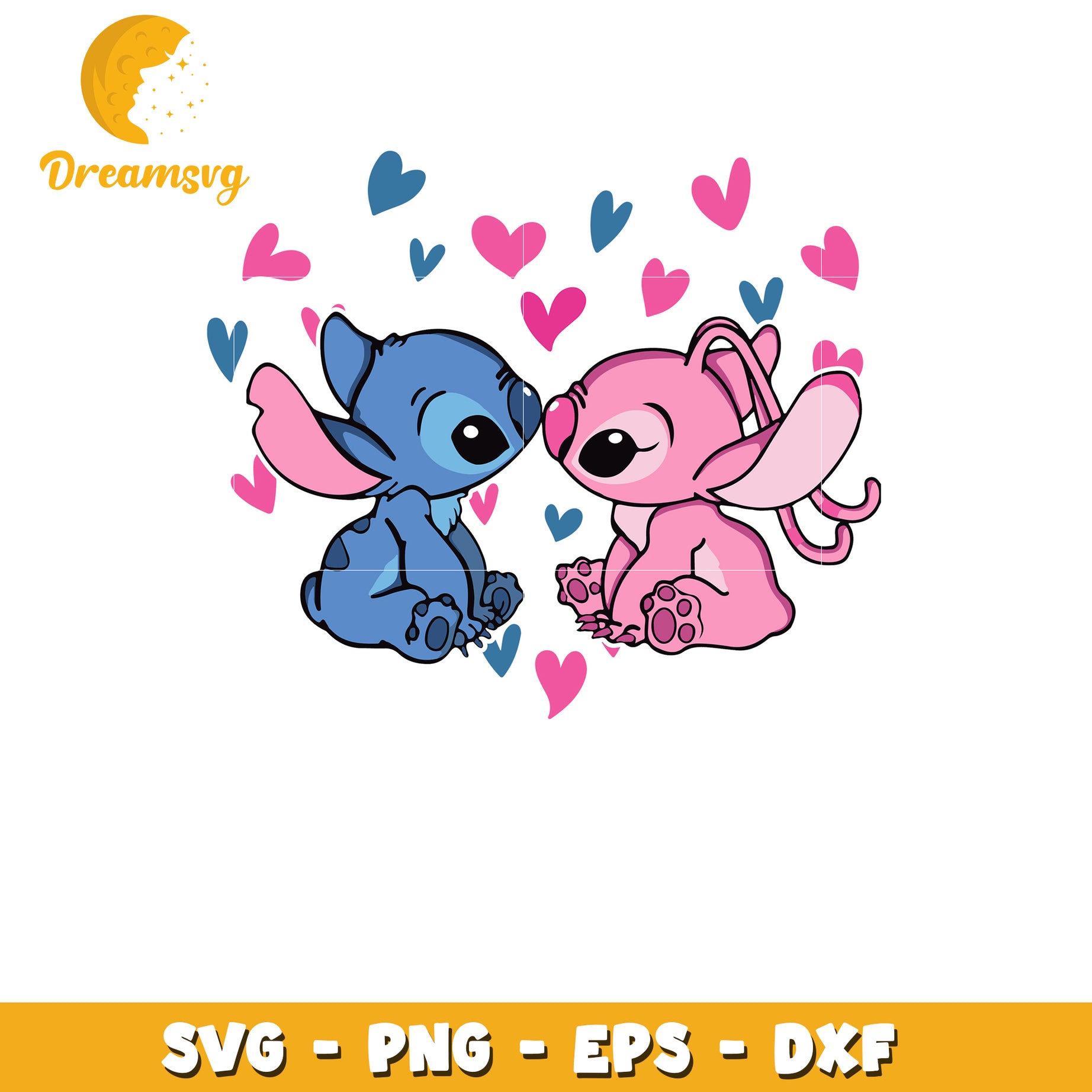 Stitch Angel Kiss SVG PNG EPS DXF