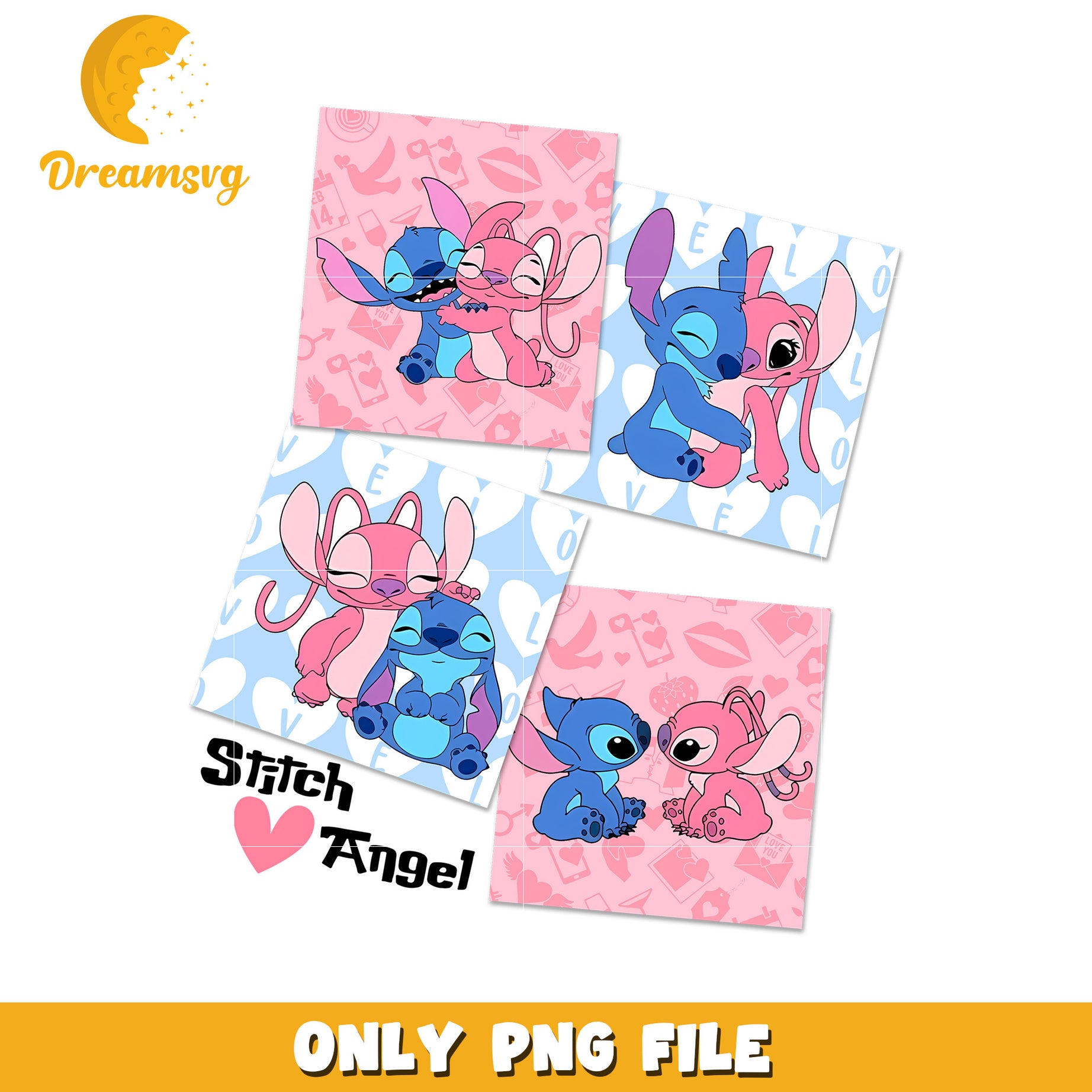 Stitch Angel PNG Valentine's Set