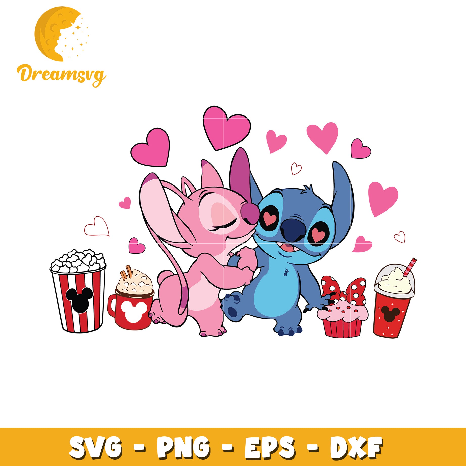 Stitch Angel Valentine SVG Cut File