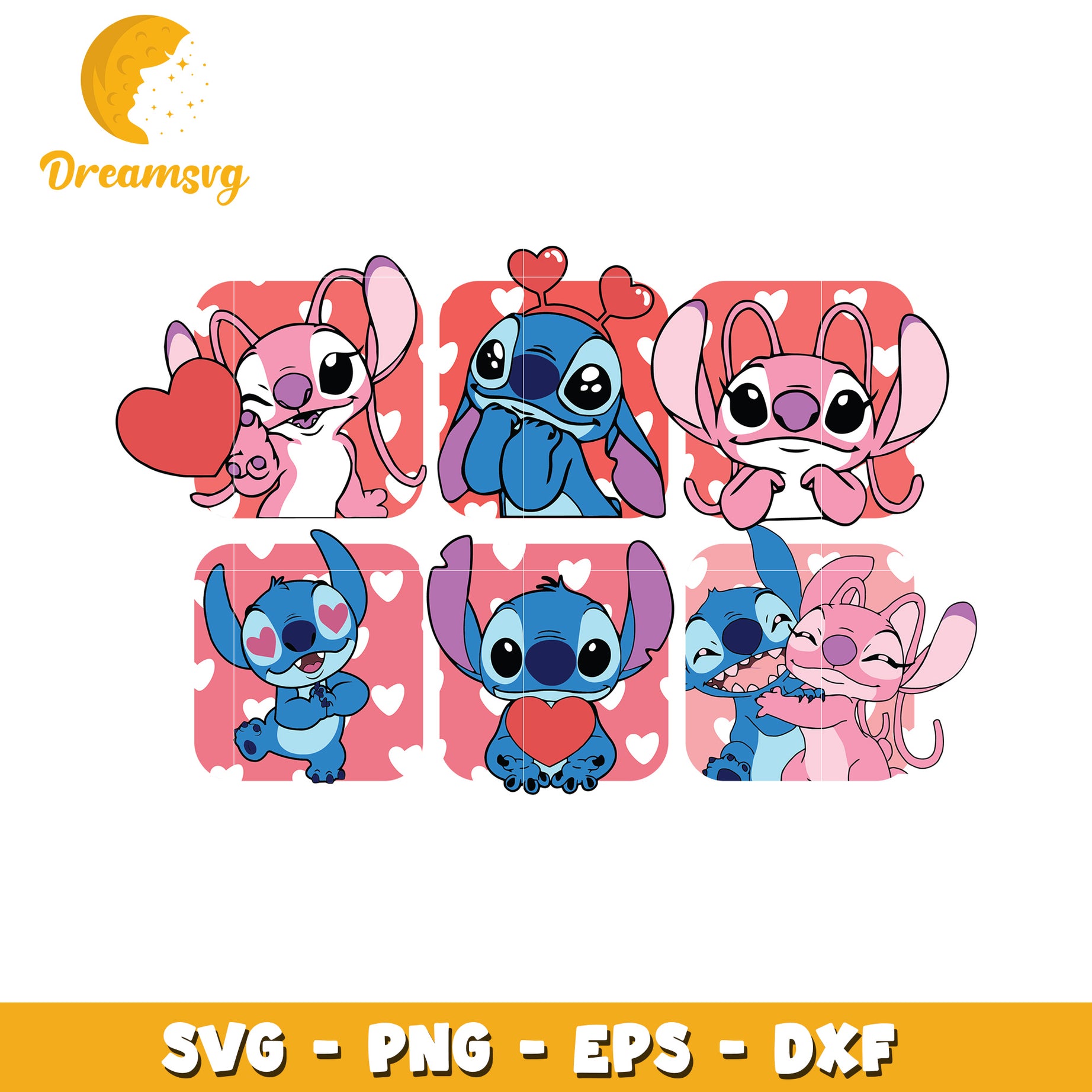 Stitch Angel Valentine SVG PNG EPS DXF