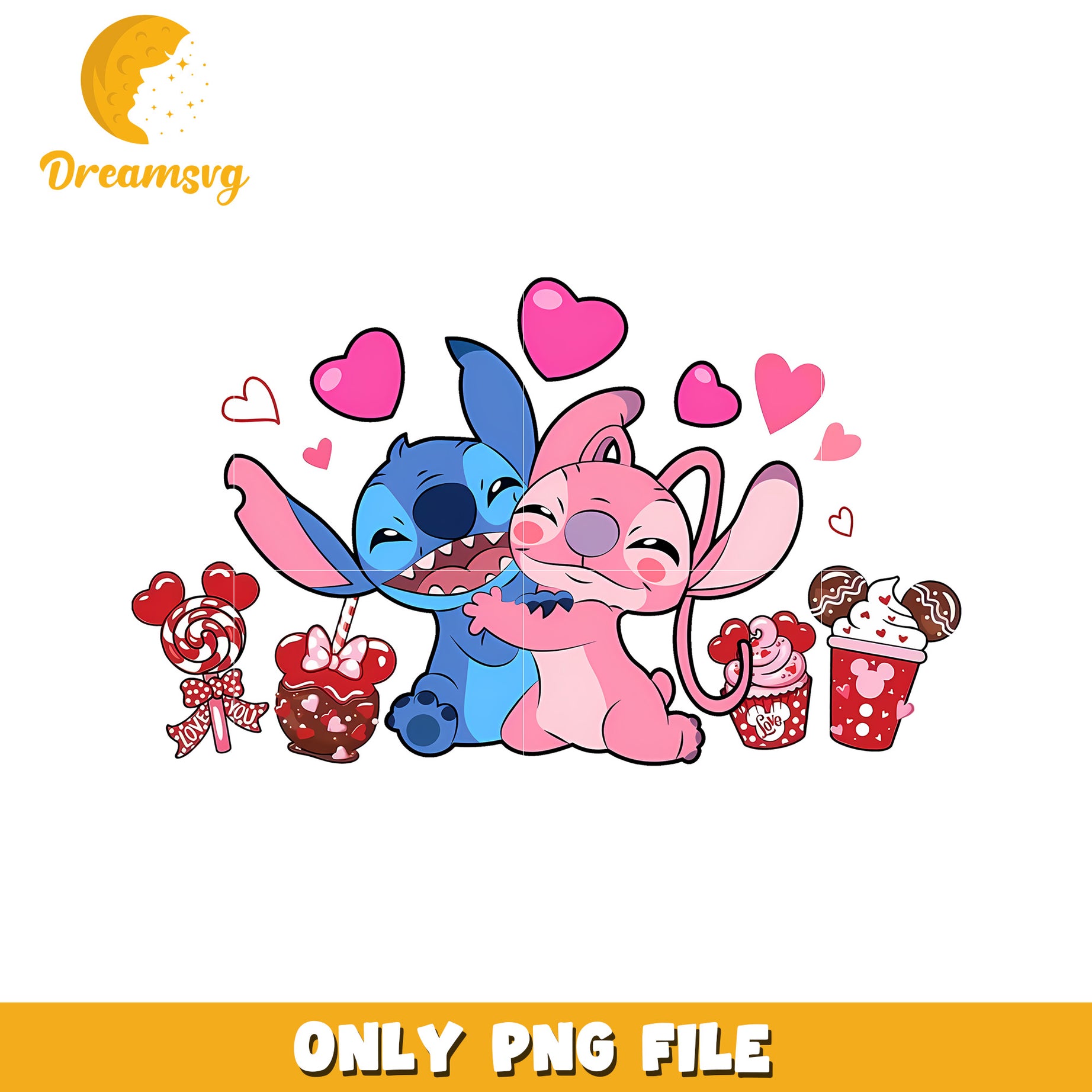 Stitch Angel Valentines PNG