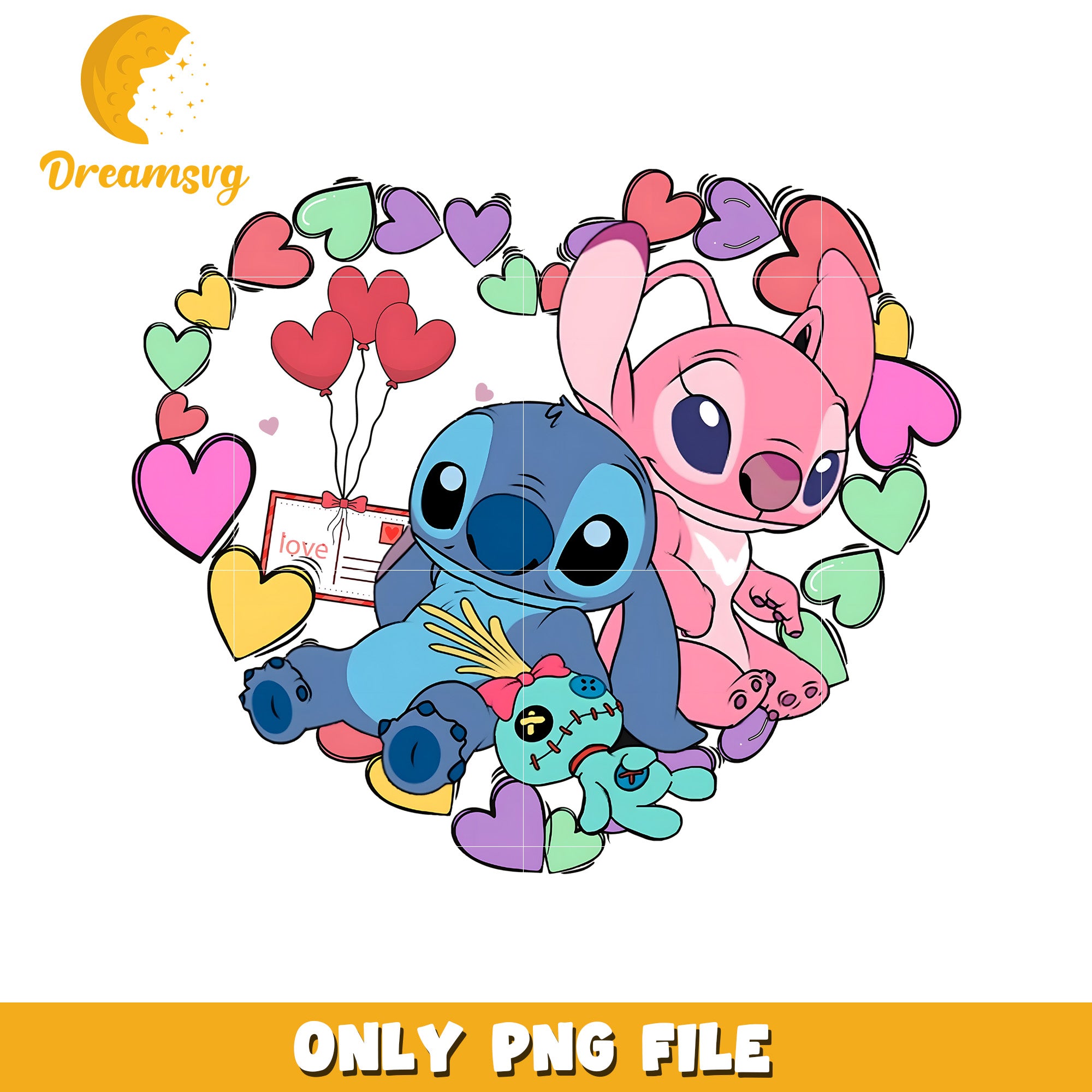 Stitch Angel Valentines PNG