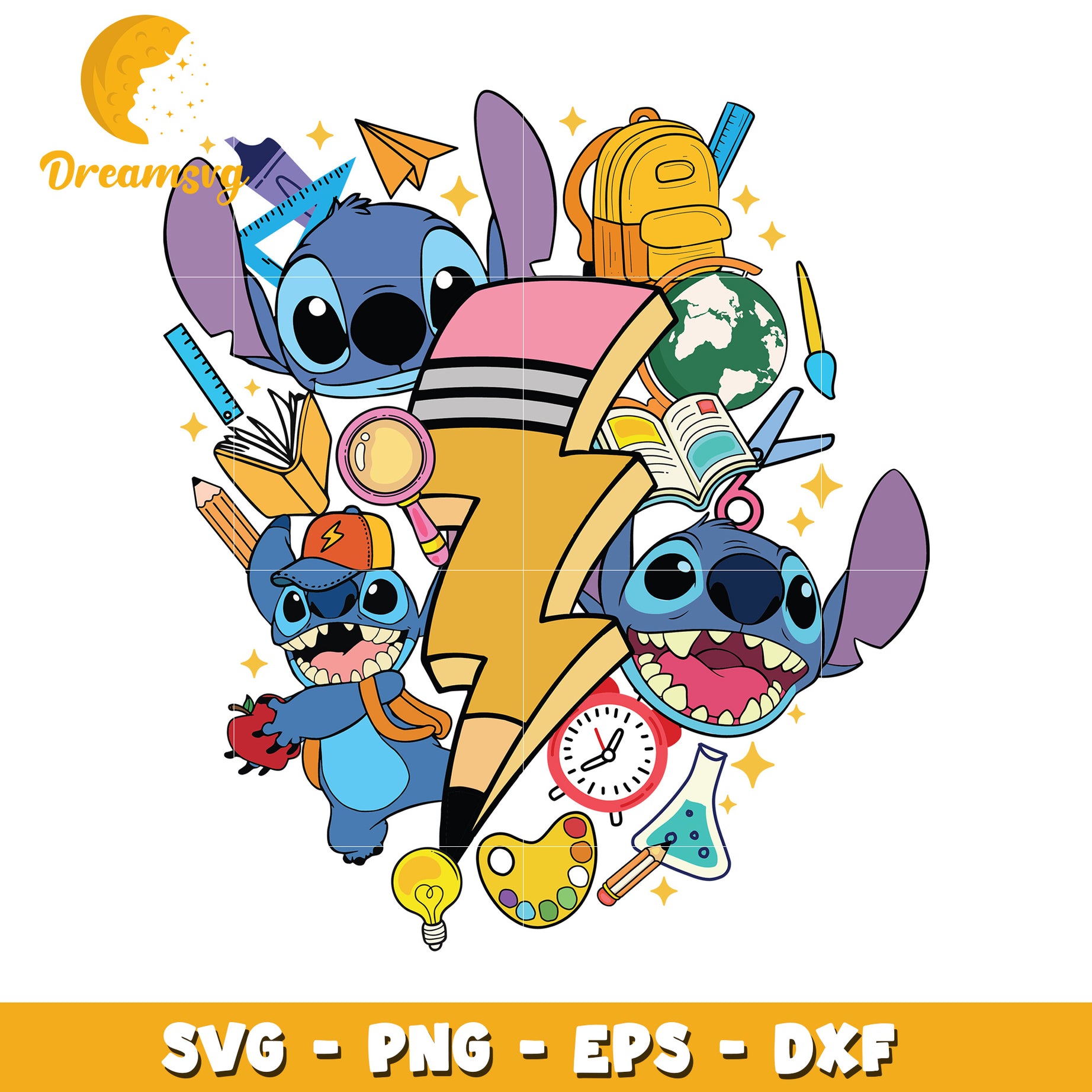 Stitch Back To School SVG PNG EPS DXF