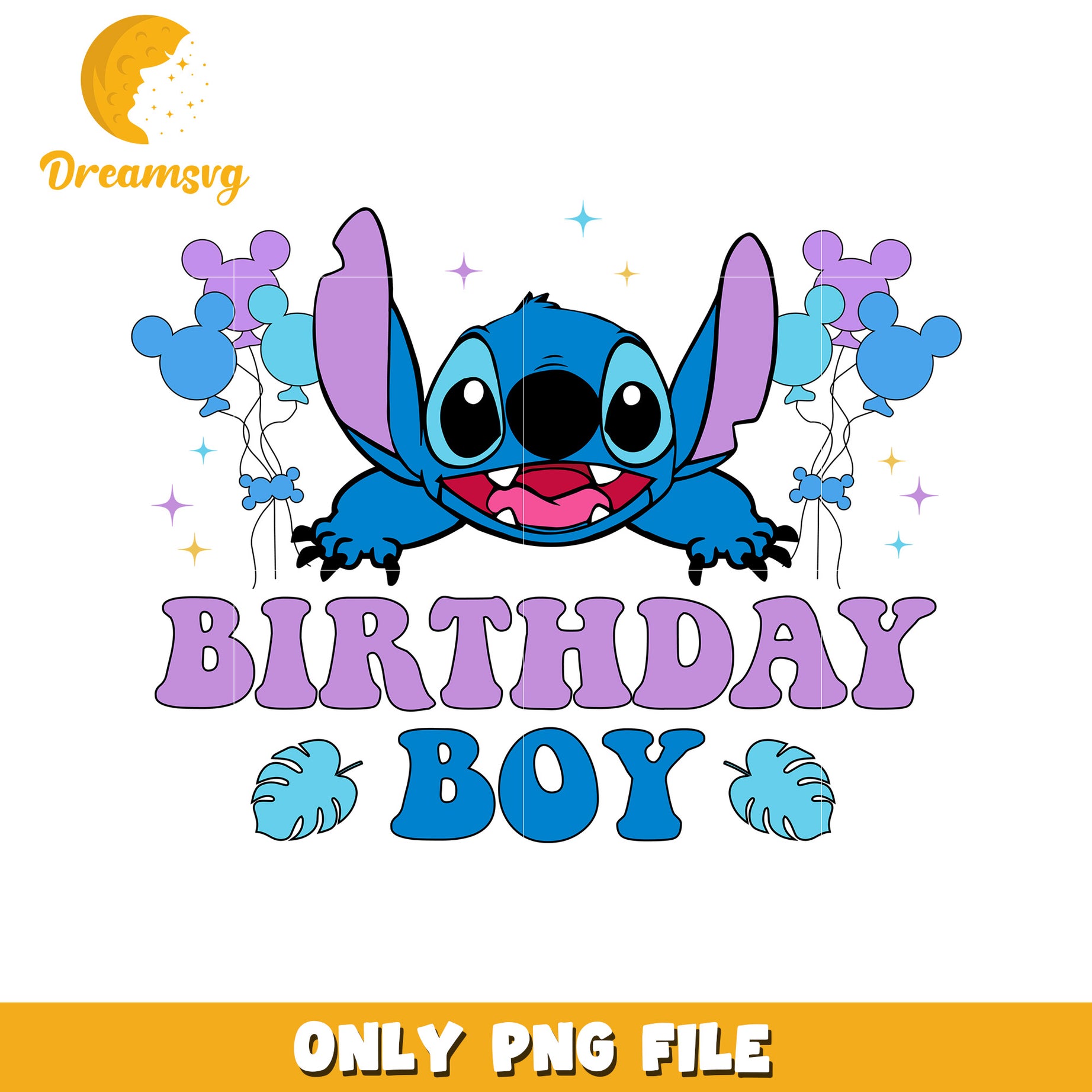 Stitch Birthday Boy PNG,  Birthday SVG Cut File