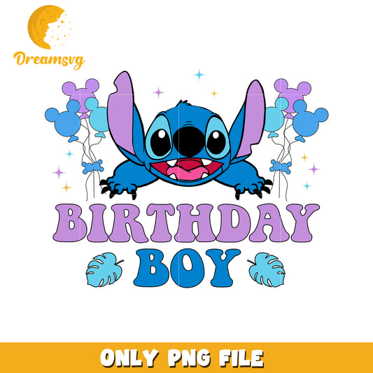 Stitch Birthday Boy PNG,  Birthday SVG Cut File