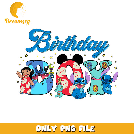 Stitch Birthday Boy PNG, Disney Birthday Design
